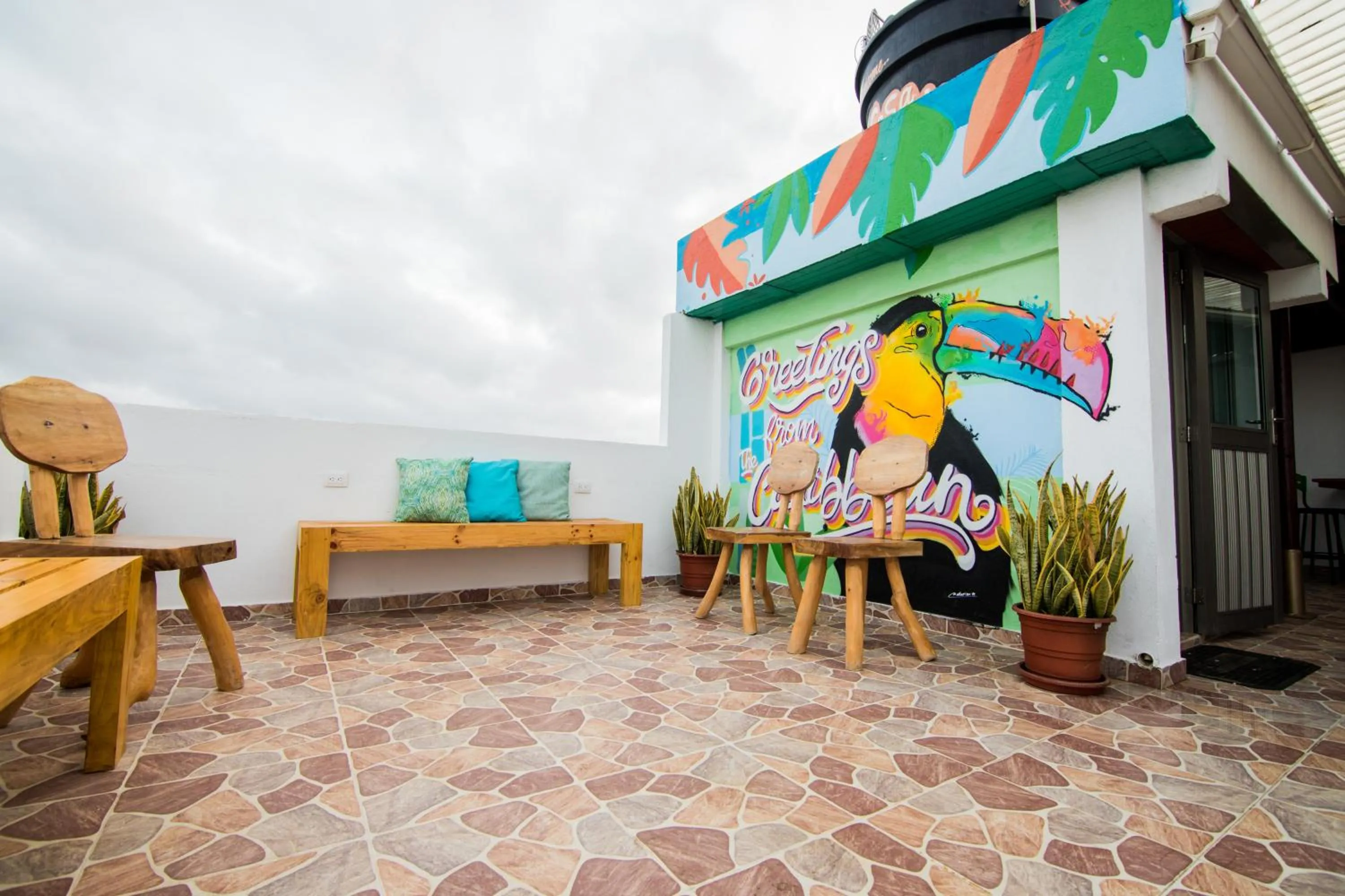 Balcony/Terrace in Makena La Boquilla Beach Hostel