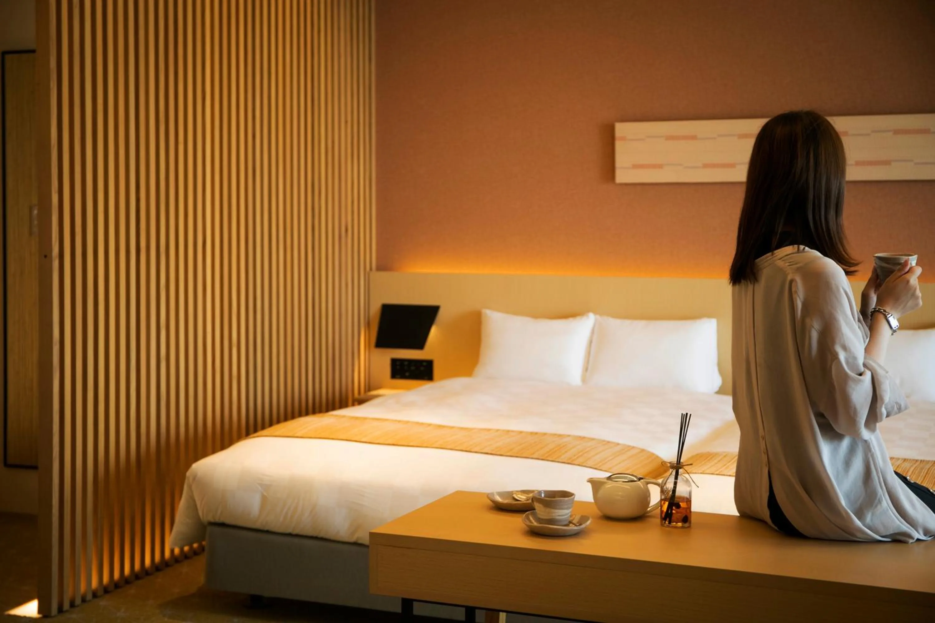 People, Bed in Garden Terrace Fukuoka