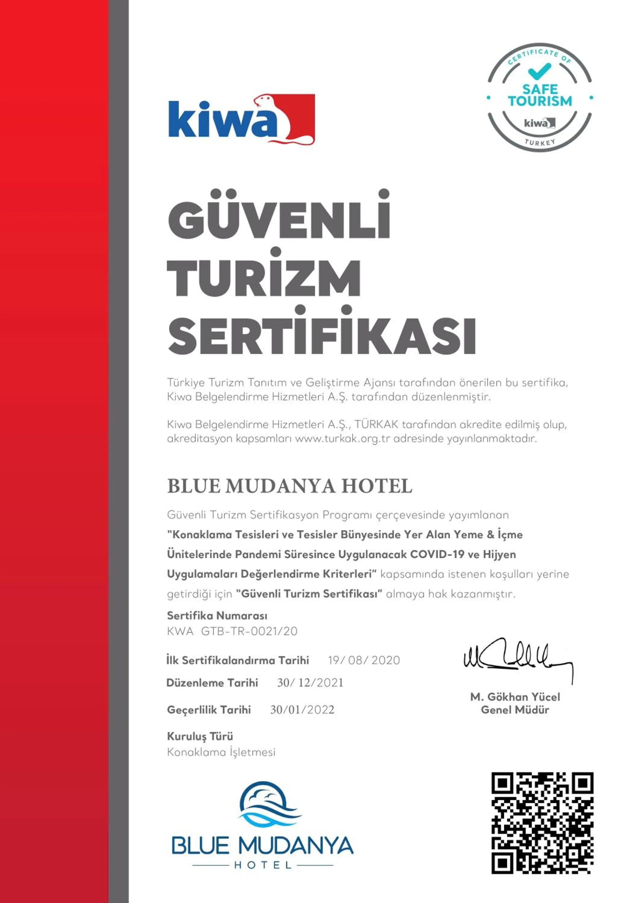 Logo/Certificate/Sign in BLUE MUDANYA HOTEL