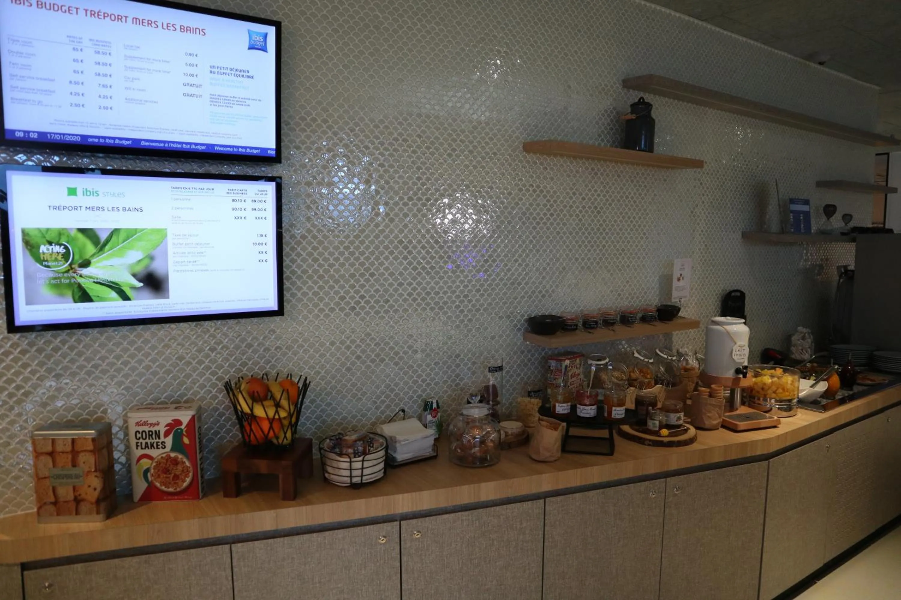 Buffet breakfast in ibis Styles Le Treport Mers Les Bains