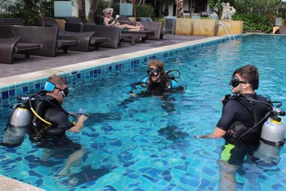 group of guests in Seashell Resort Hostel Koh Tao