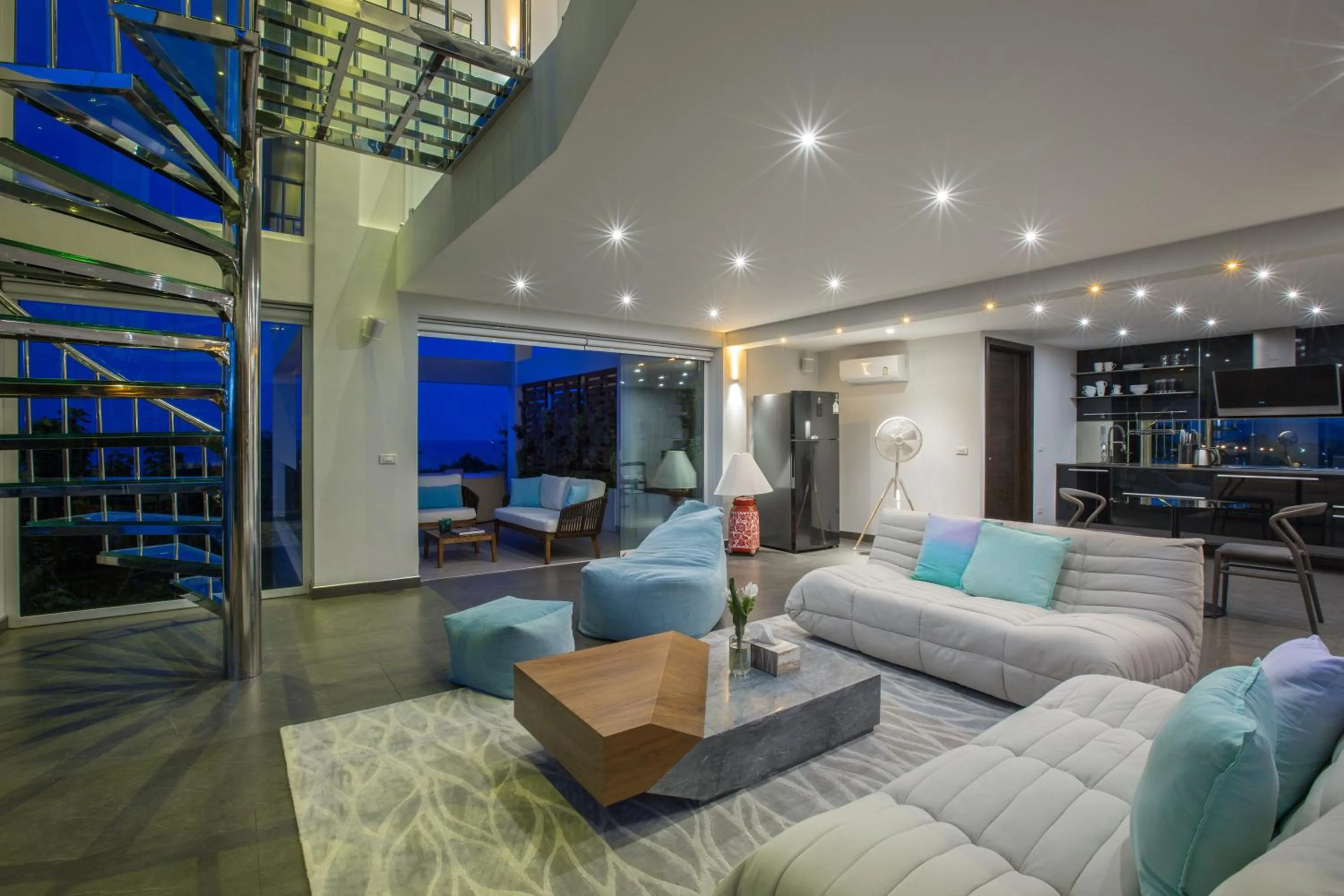 Living room in Panoramic Duplex Studio