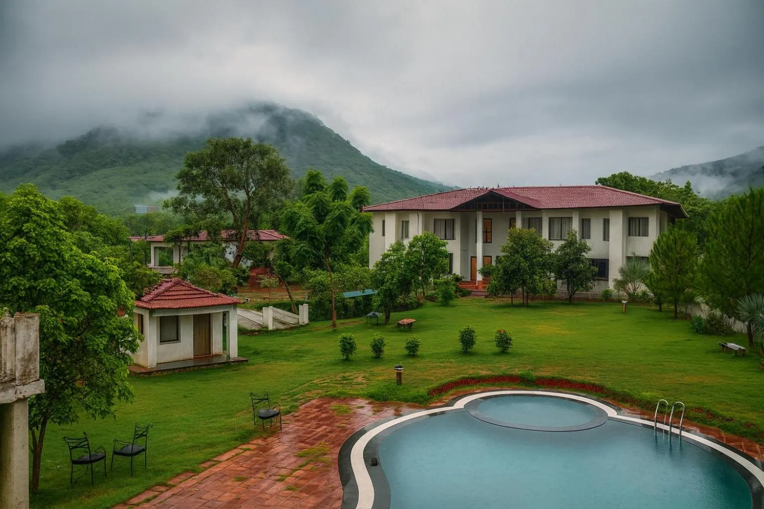 Pool view in Virat Resorts, Sariska Rajasthan