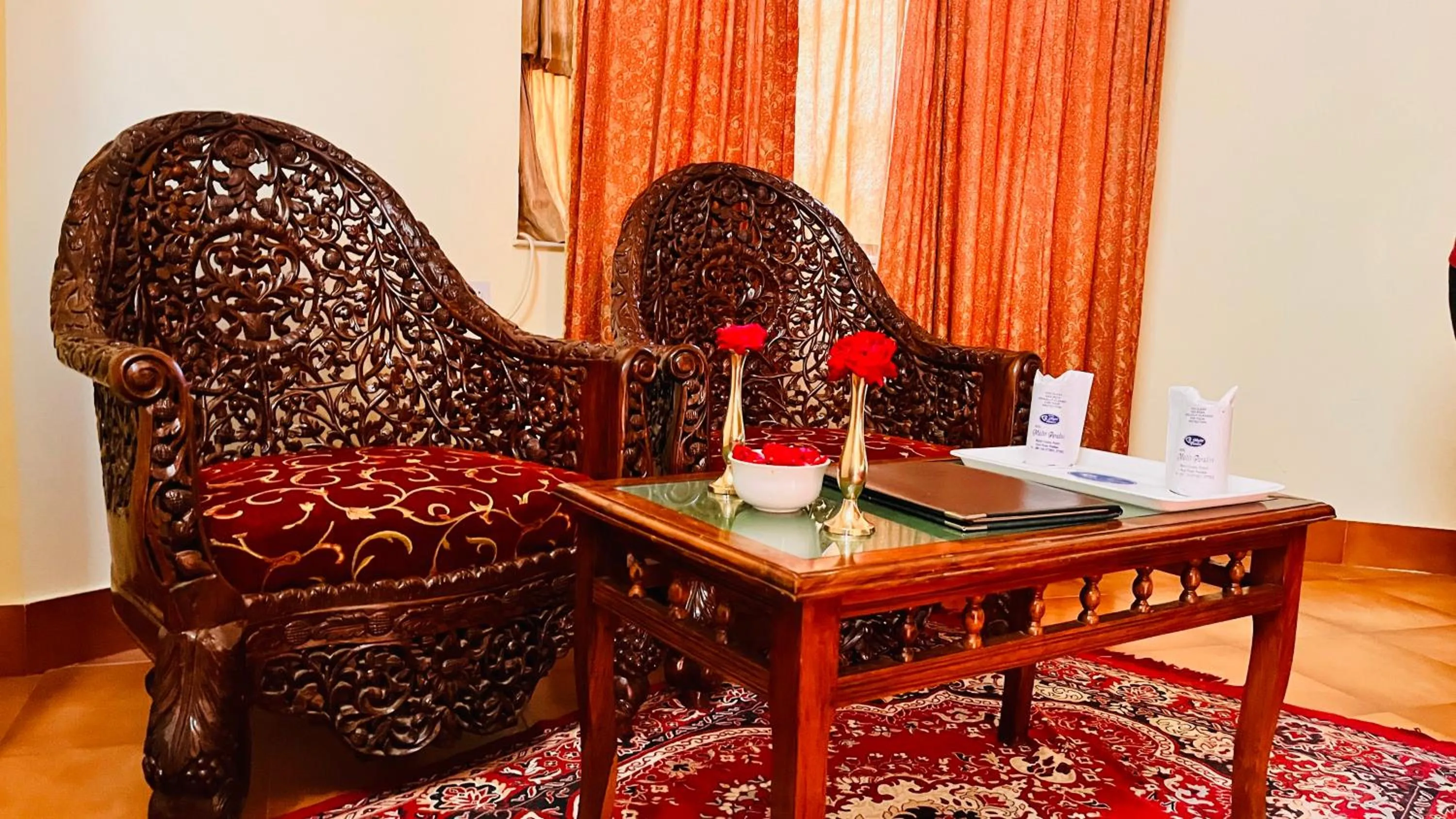 Seating area in Hotel Master Paradise, Pushkar, Rajasthan , INDIA