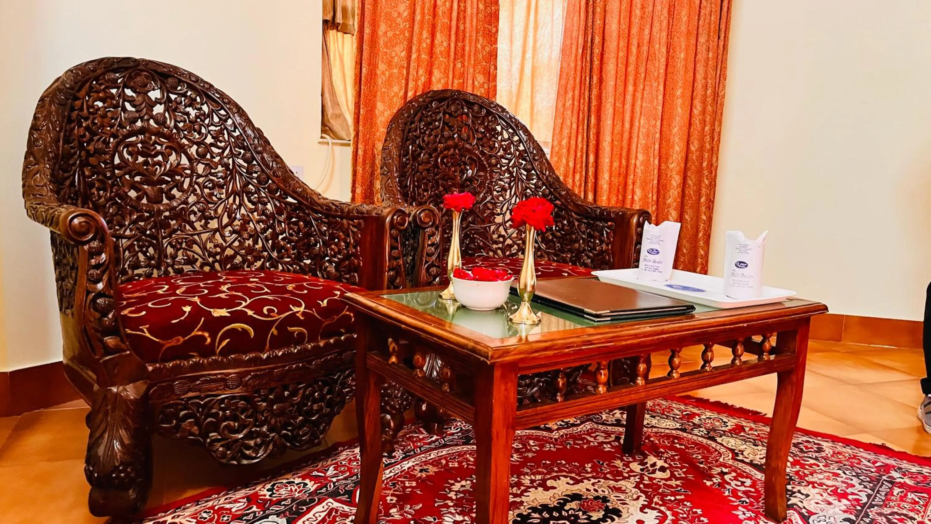 Seating area in Hotel Master Paradise, Pushkar, Rajasthan , INDIA
