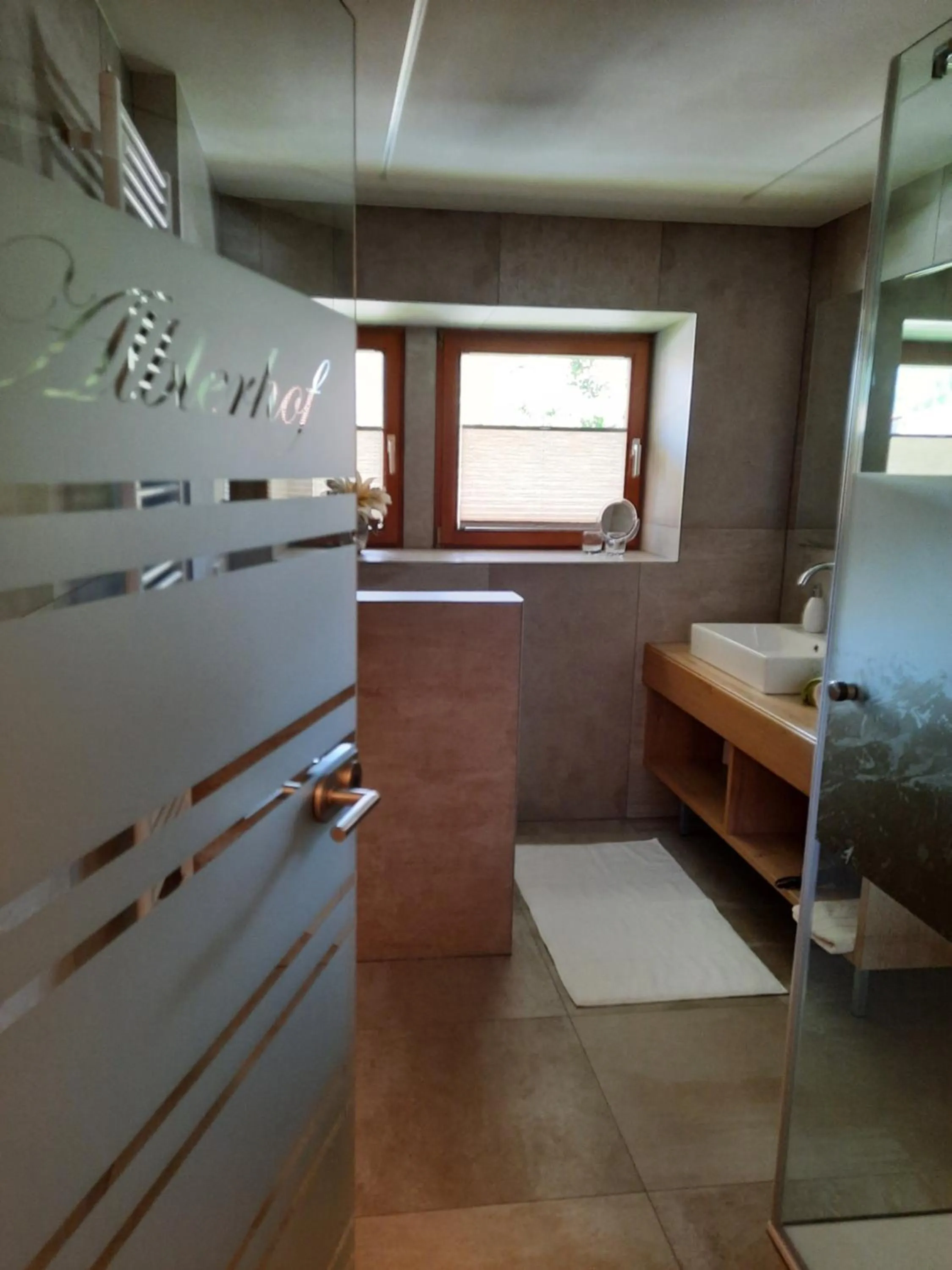 Bathroom, Bed in Alblerhof