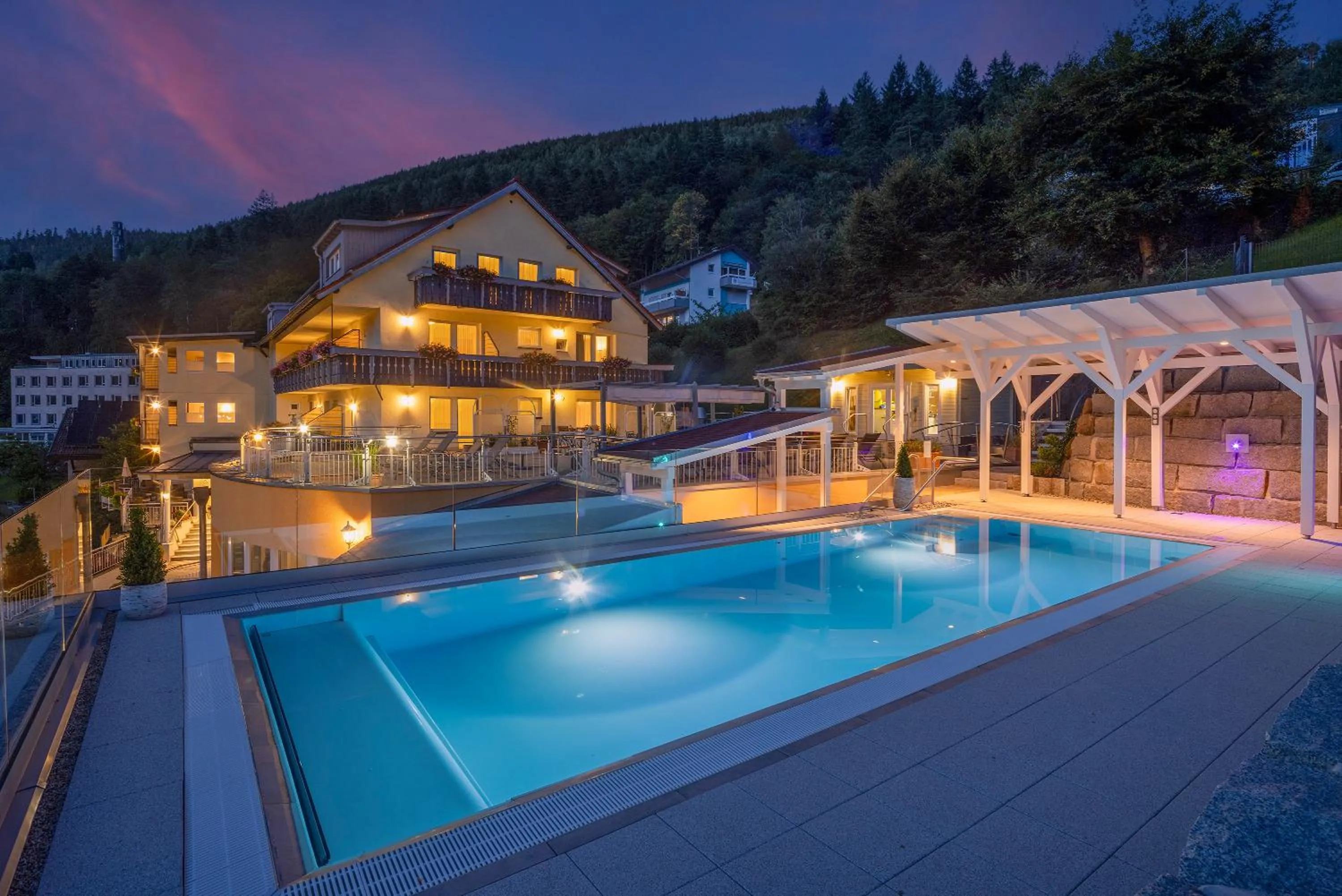 Swimming pool in Wellnesshotel Rothfuß mit Spa und 2 Schwimmbädern