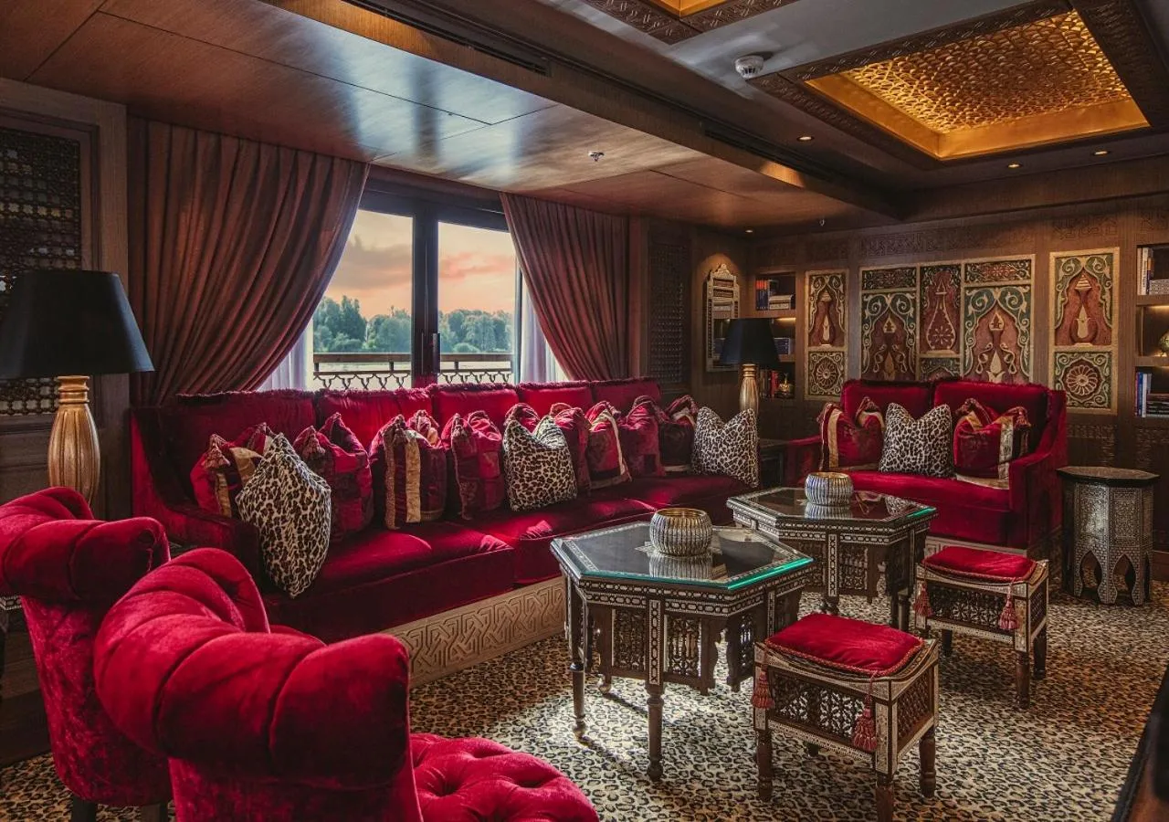 Lounge or bar in Dahabeya Yakouta Nile Cruise-Every Monday from Luxor- Aswan for 05 nights