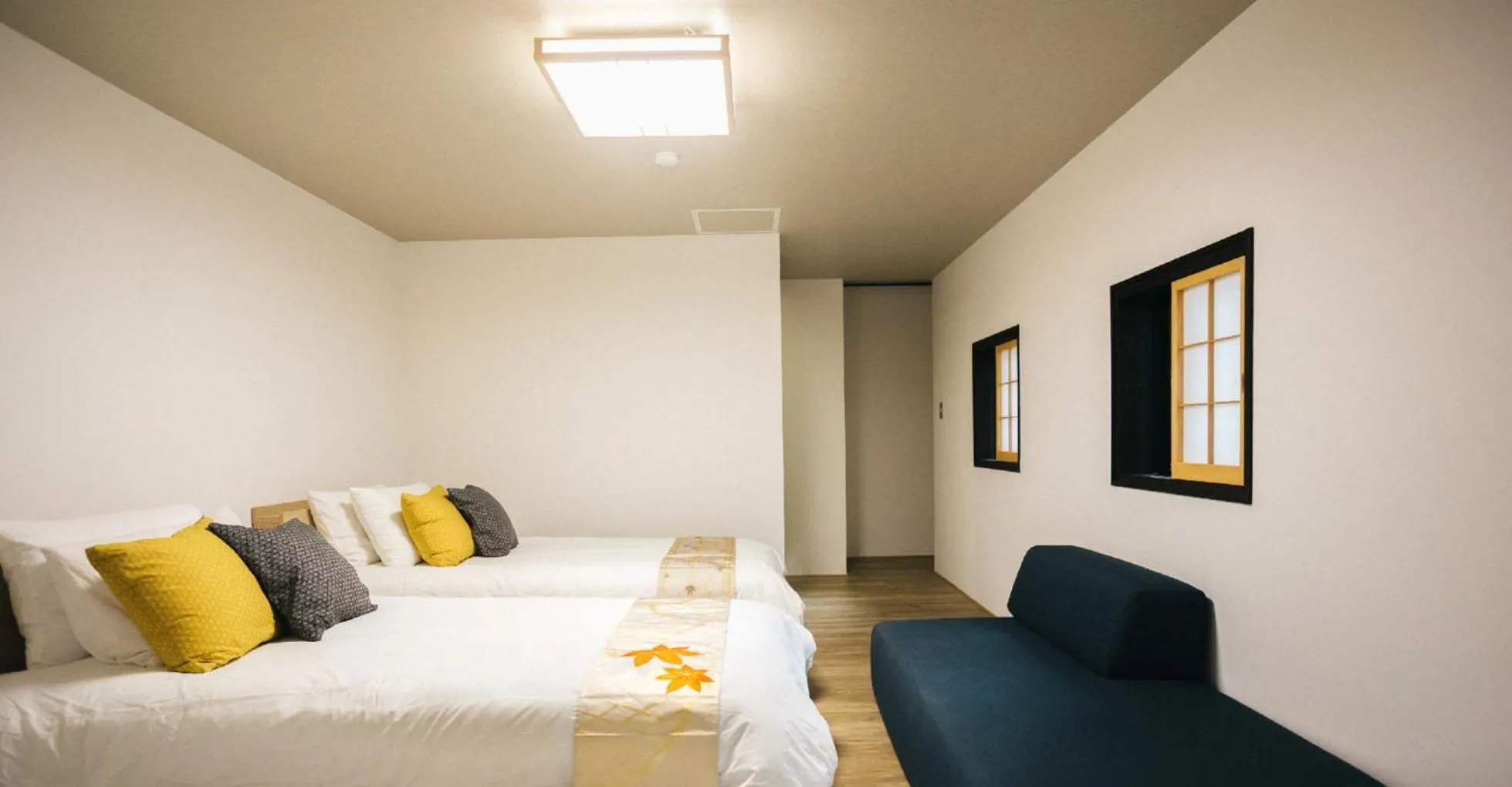 Seating area, Bed in Miyajima Shiro