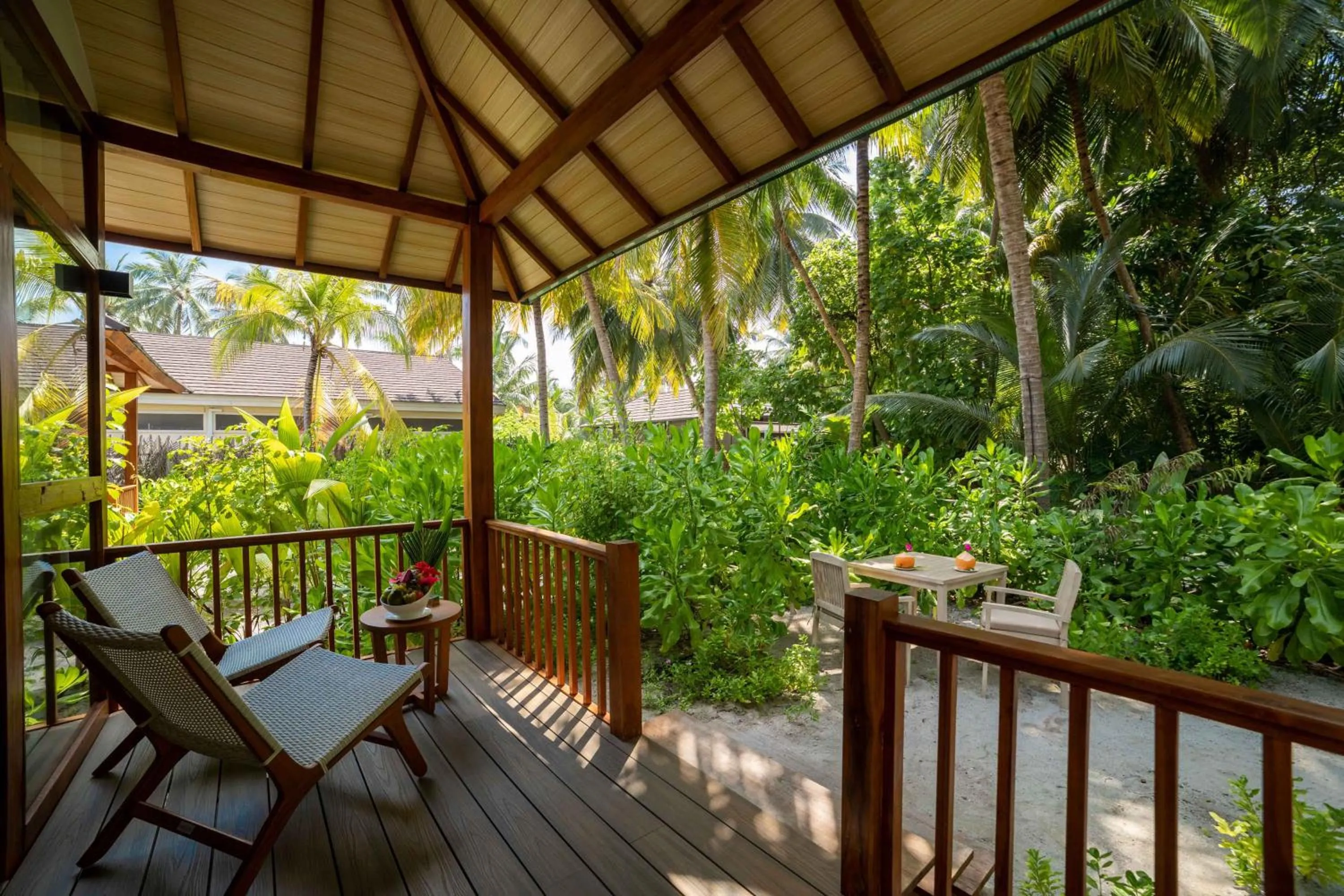 Garden view in Fiyavalhu Resort Maldives