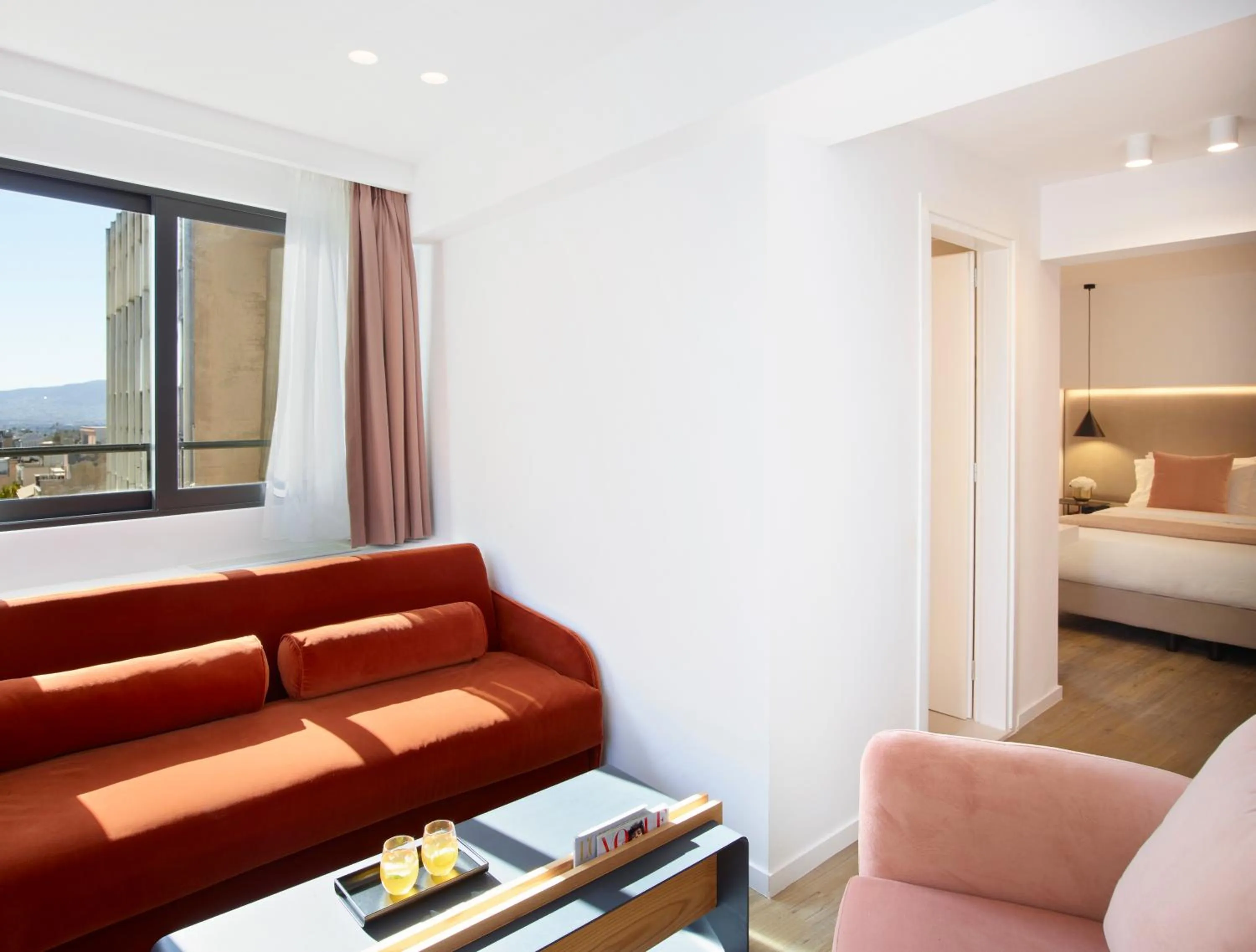 Living room, Bed in The Marblous Athens