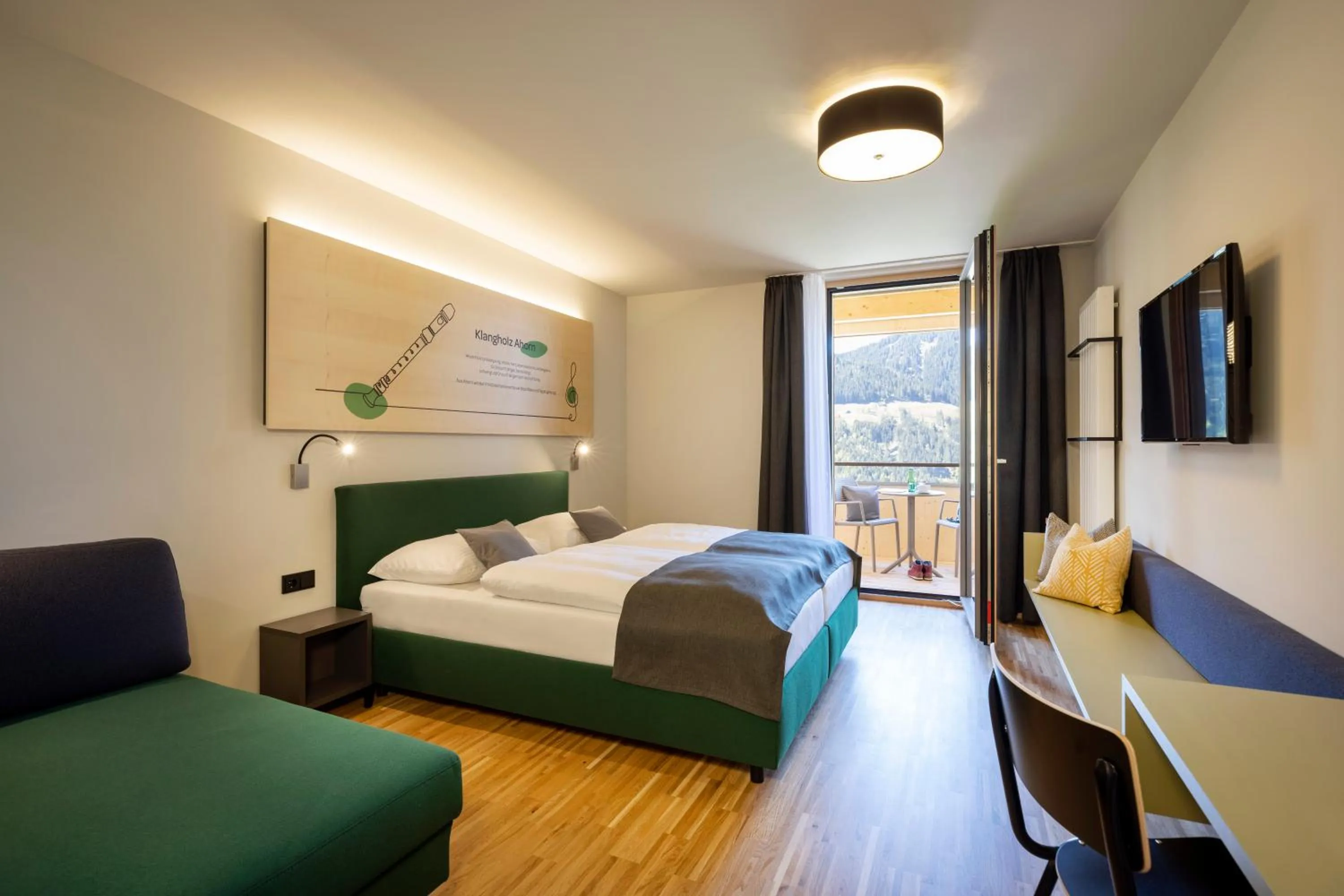 Balcony/Terrace, Bed in JUFA Hotel Laterns - Klangholzhus