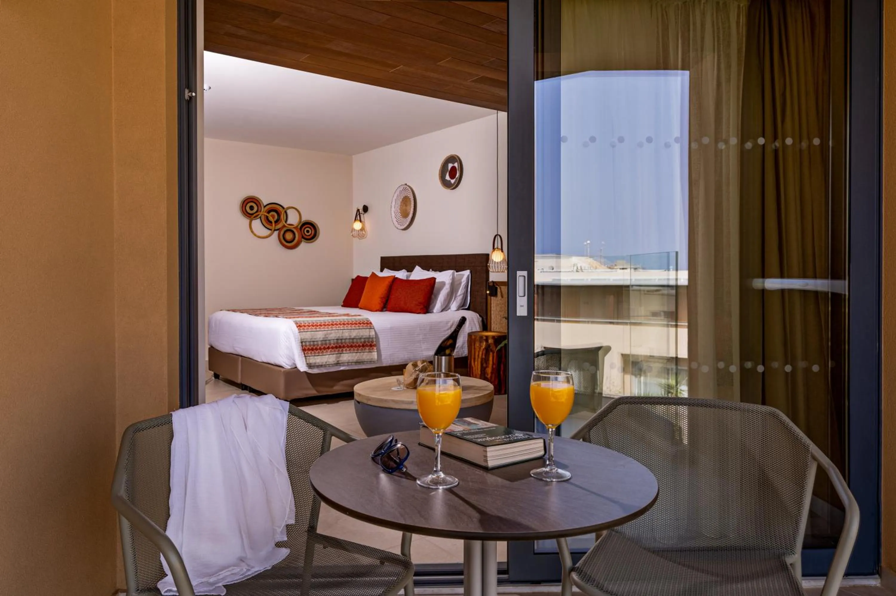 Balcony/Terrace, Bed in Minos Ambassador Suites & Spa - Adults only