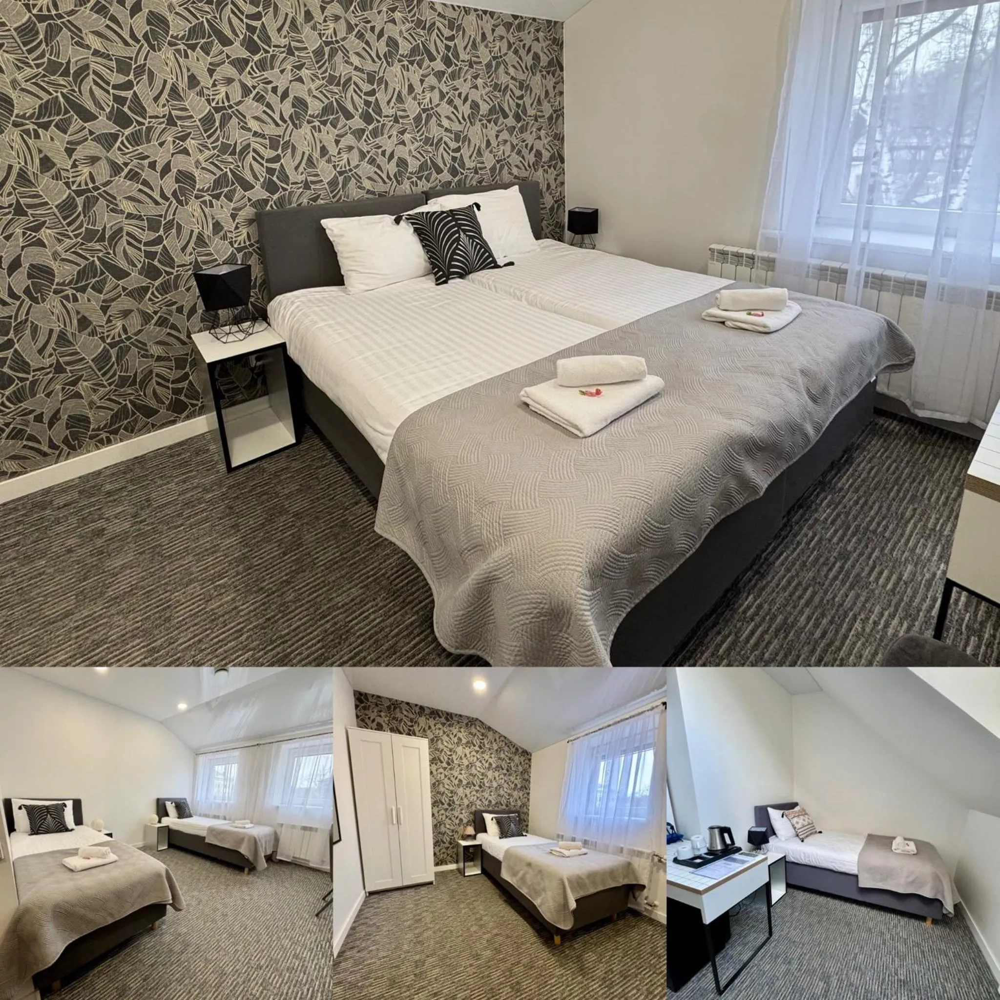 Bed in Grey apartments "Easy Kaunas"