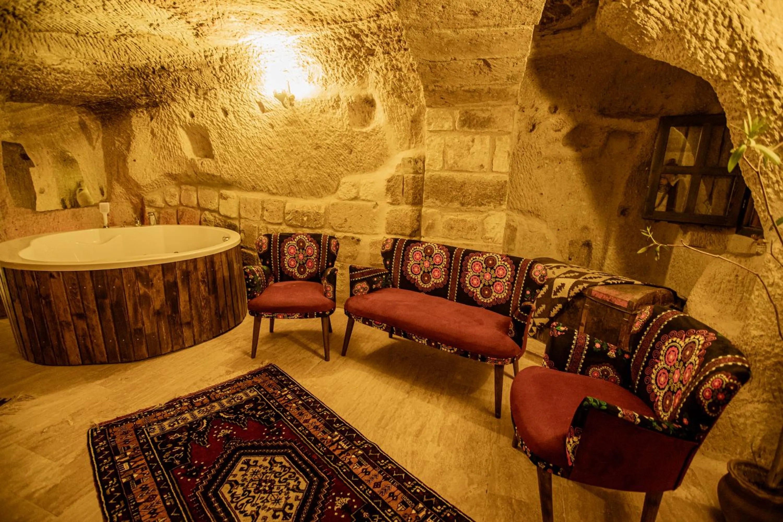 Seating area in Casia Cave Suites