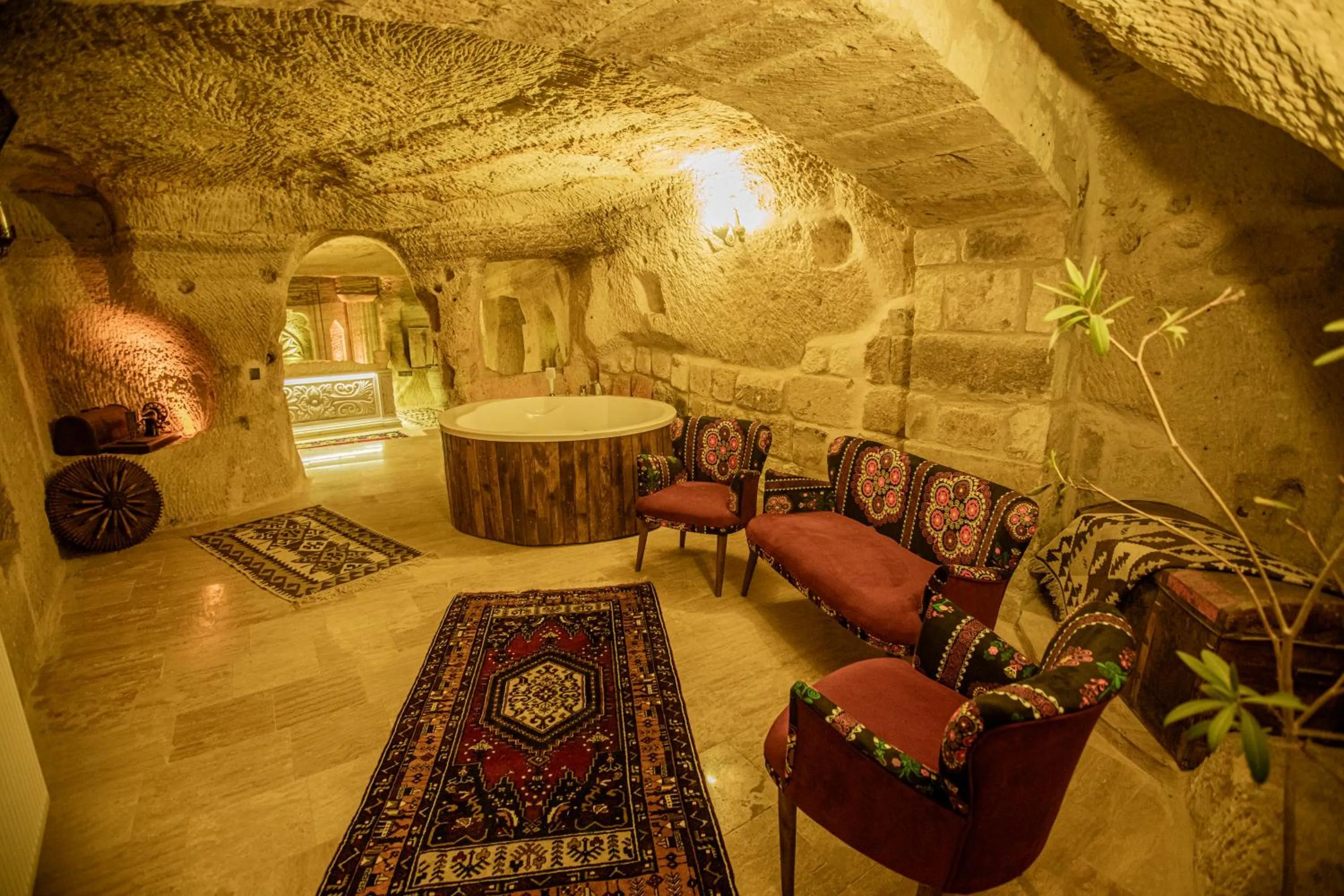 Seating area in Casia Cave Suites