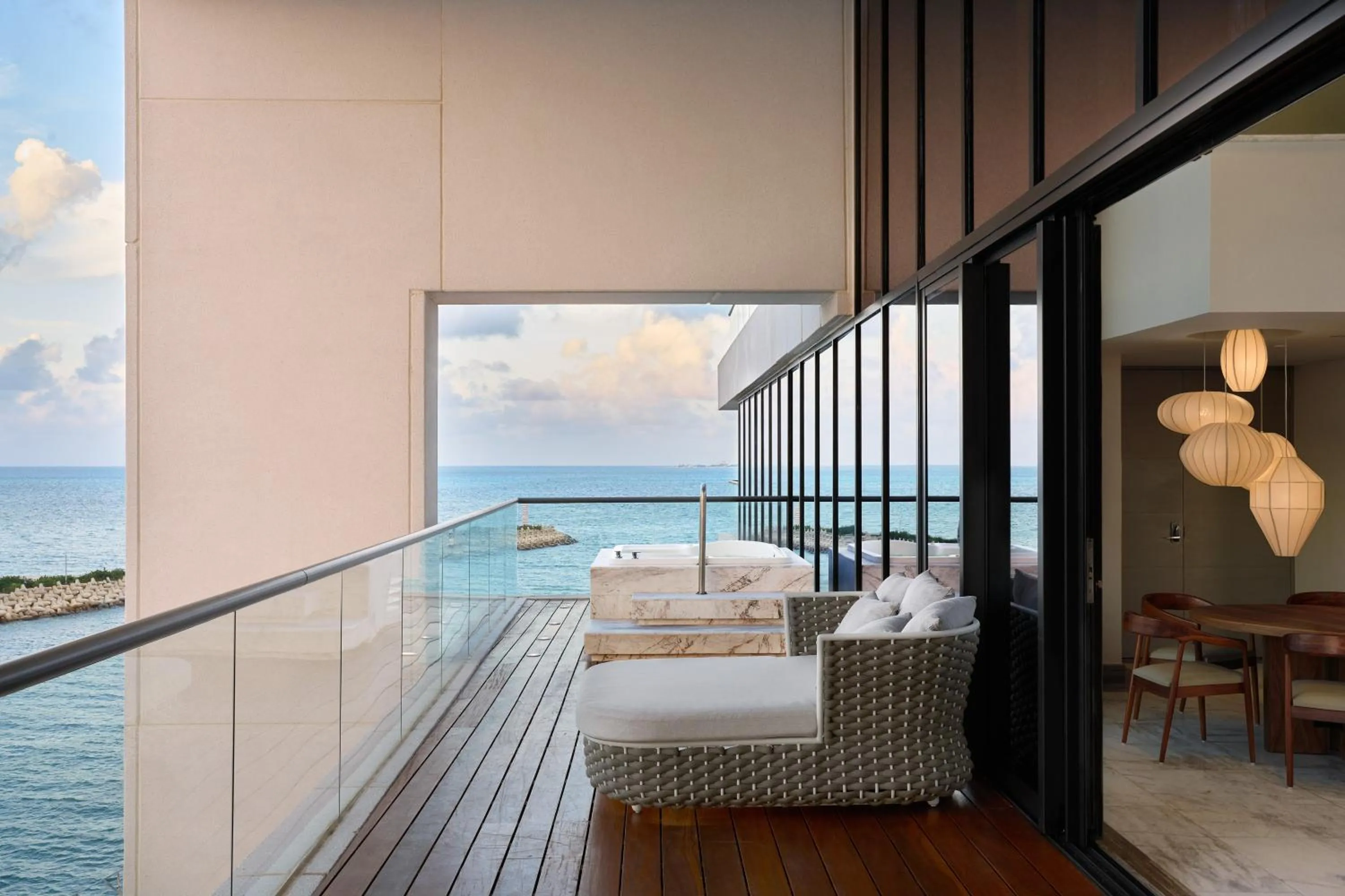 Balcony/Terrace, Bed in SLS Playa Mujeres - ALL Inclusive Collection