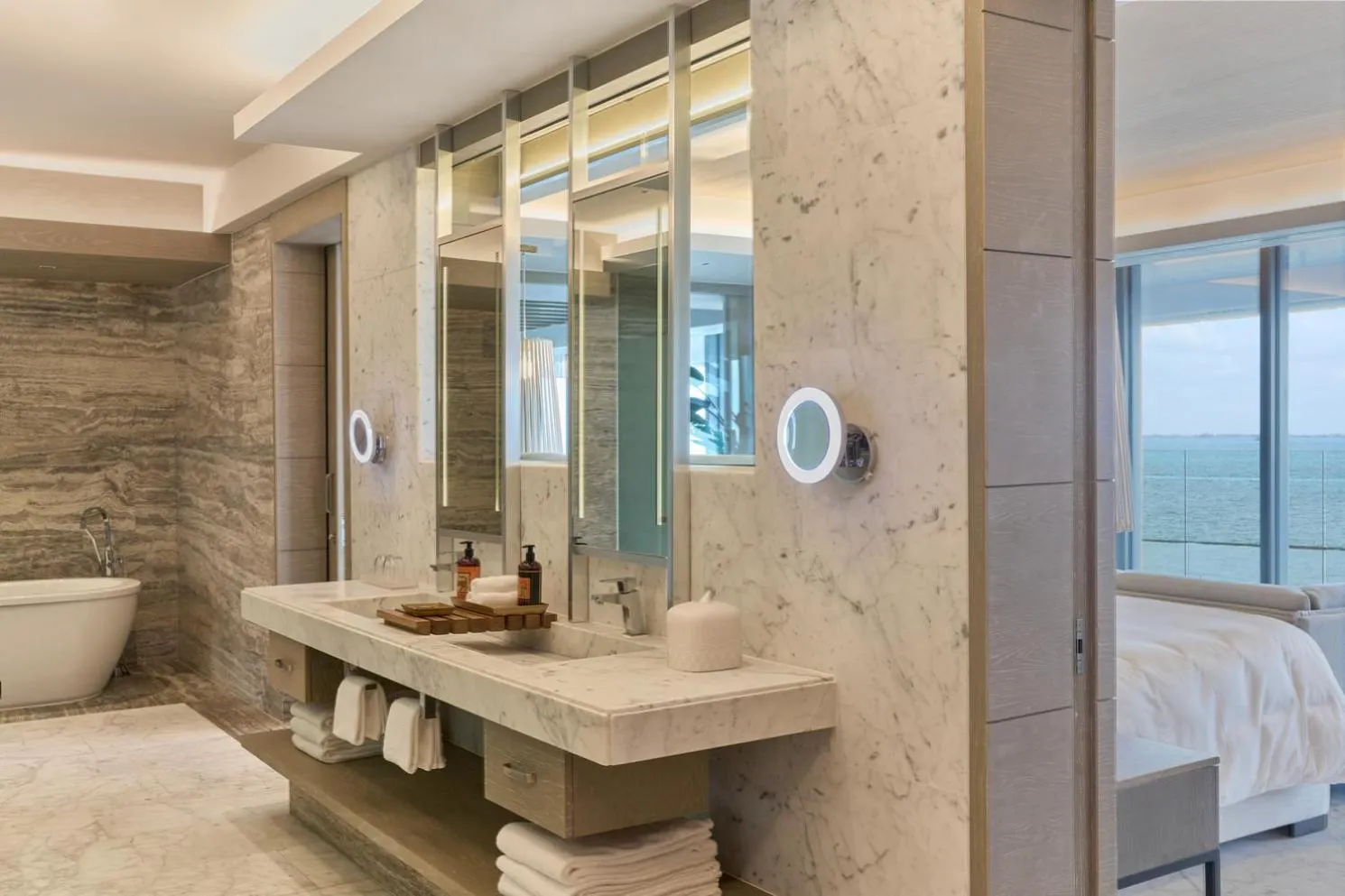 Bathroom, Bed in SLS Playa Mujeres - ALL Inclusive Collection