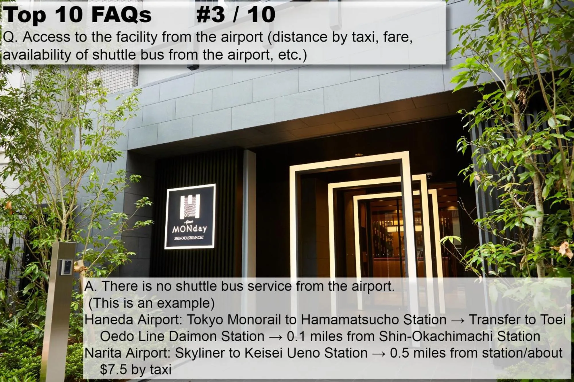 Text overlay in MONday Apart Ueno Shinokachimachi