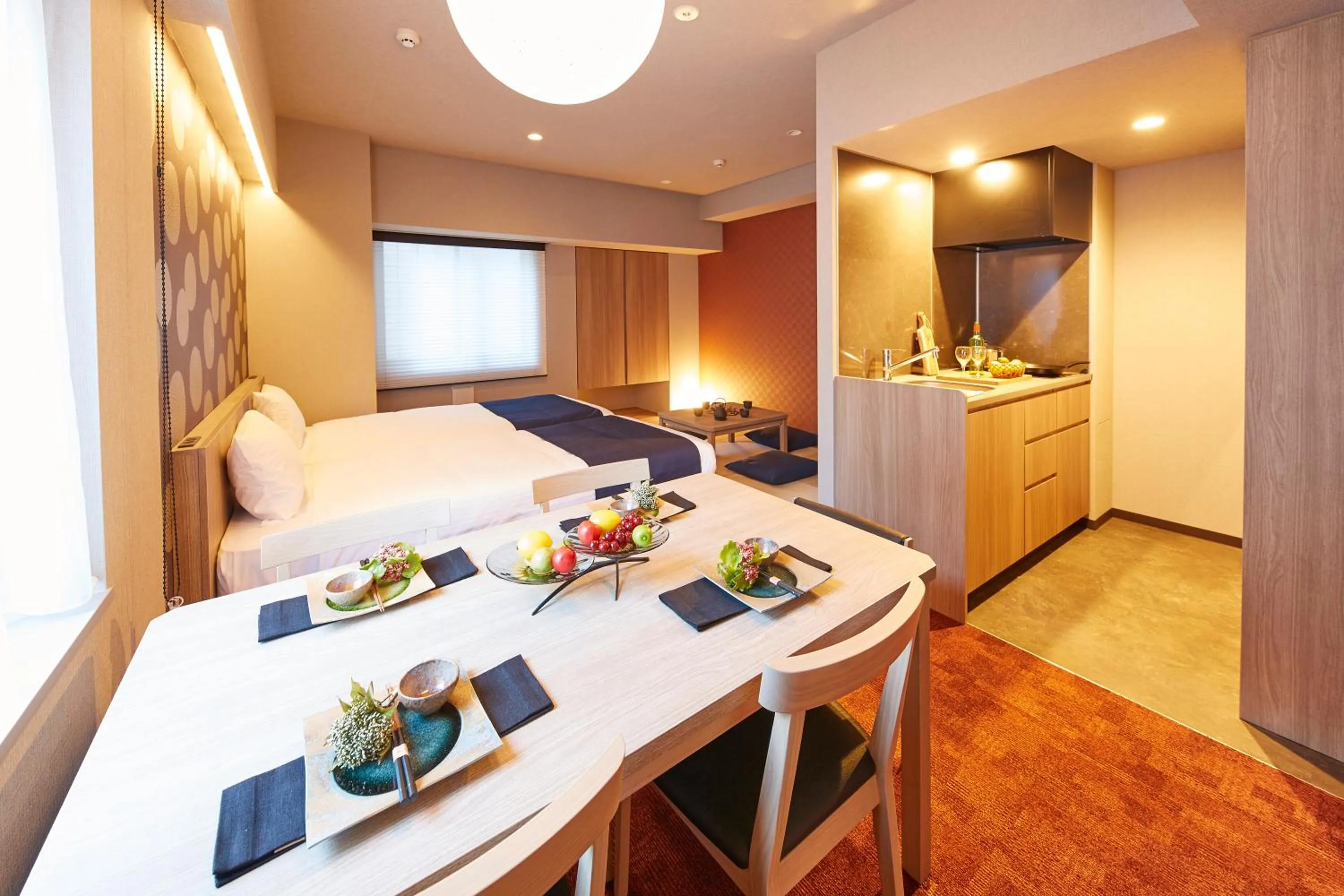 Dining area, Bed in MONday Apart Premium 日本橋