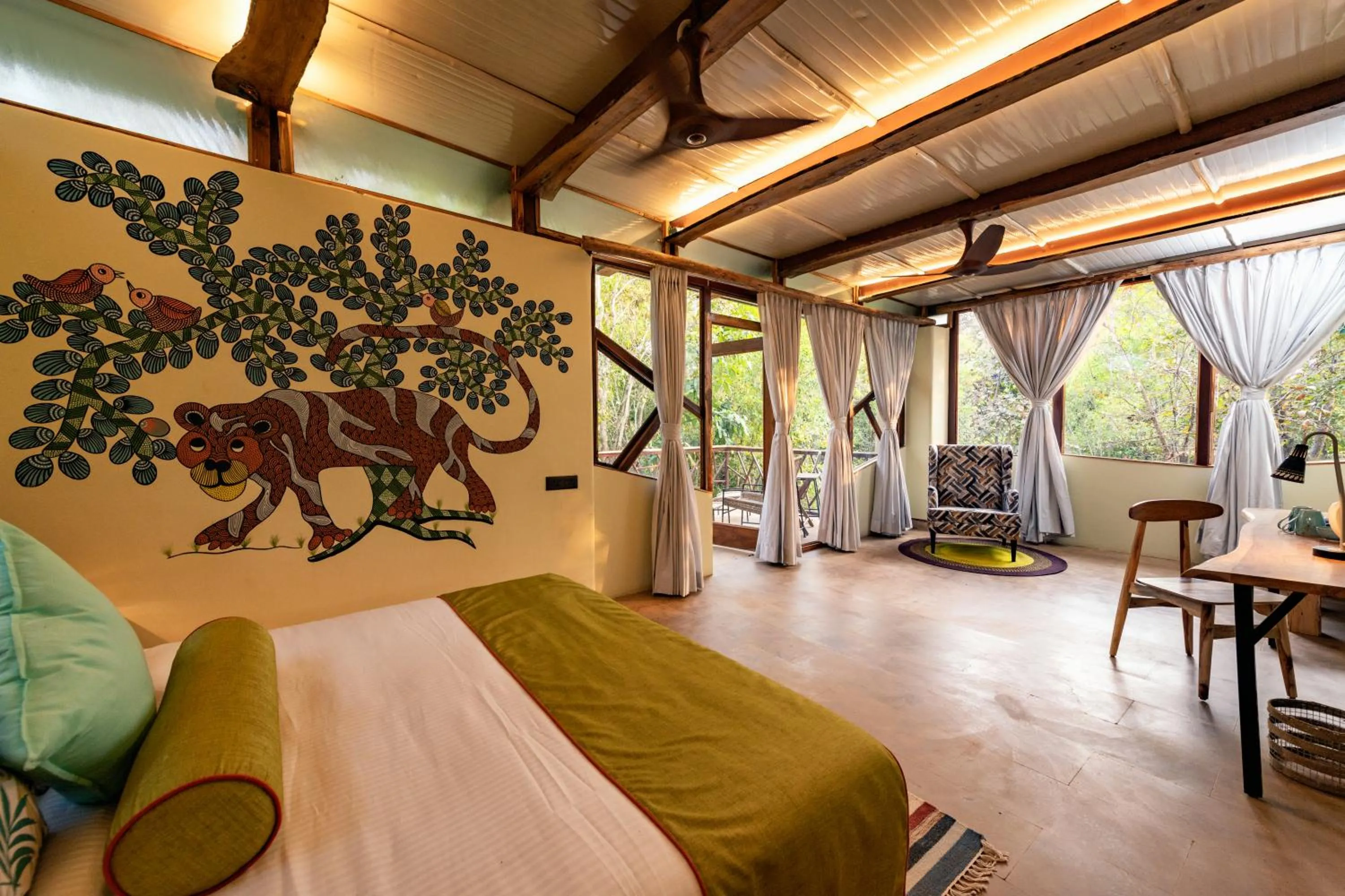 Bed in Kanha Jungle Camp