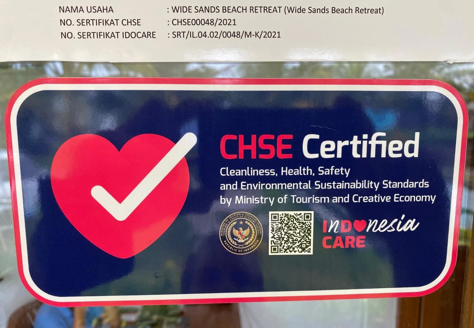 Certificate/Award in Wide Sands Beach Retreat