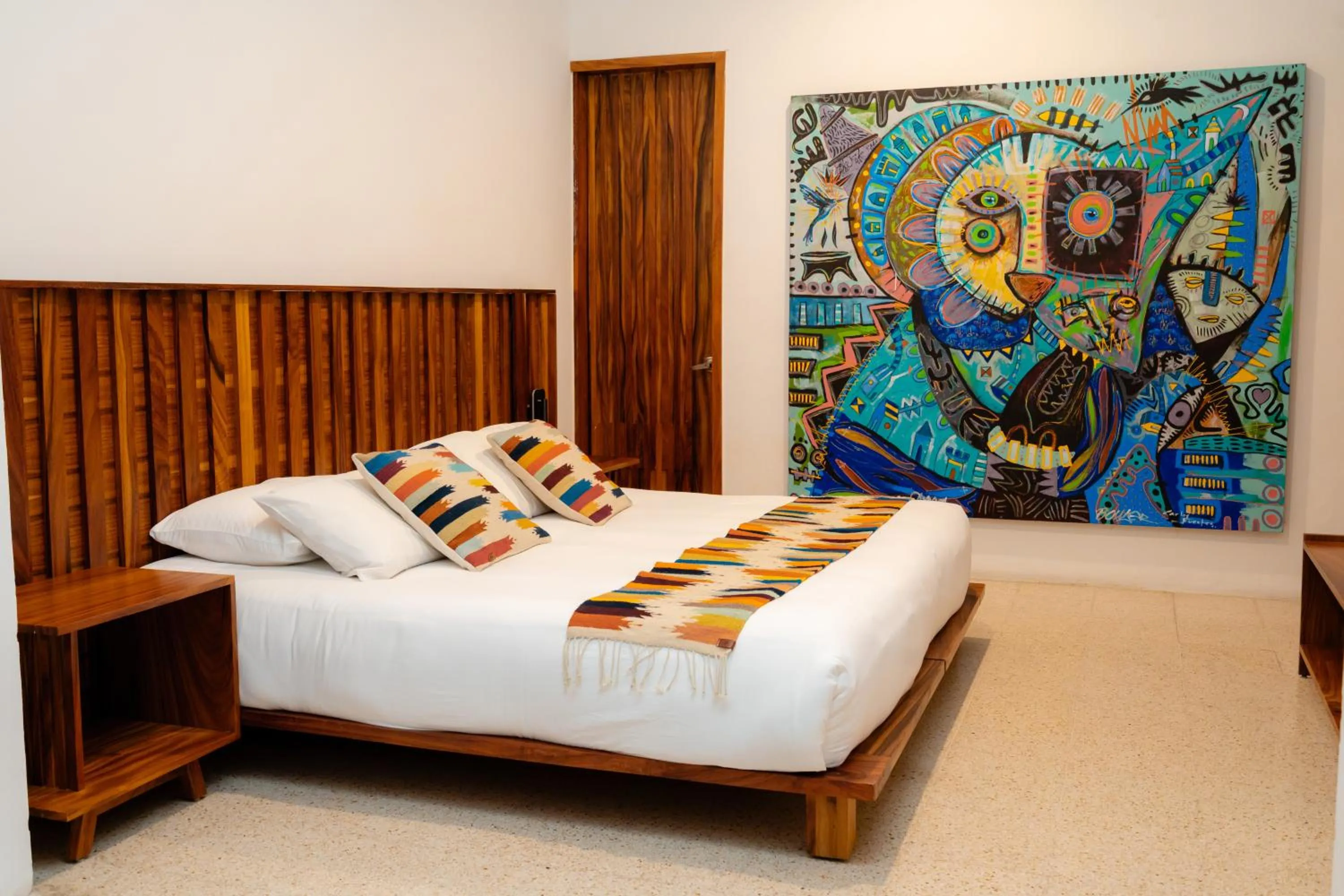 Decorative detail, Bed in Hotel Casa de Arte Oaxaca