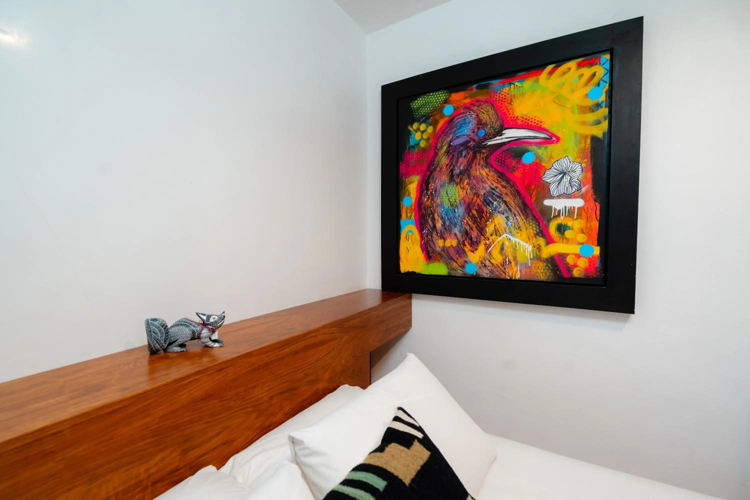 Decorative detail, Bed in Hotel Casa de Arte Oaxaca