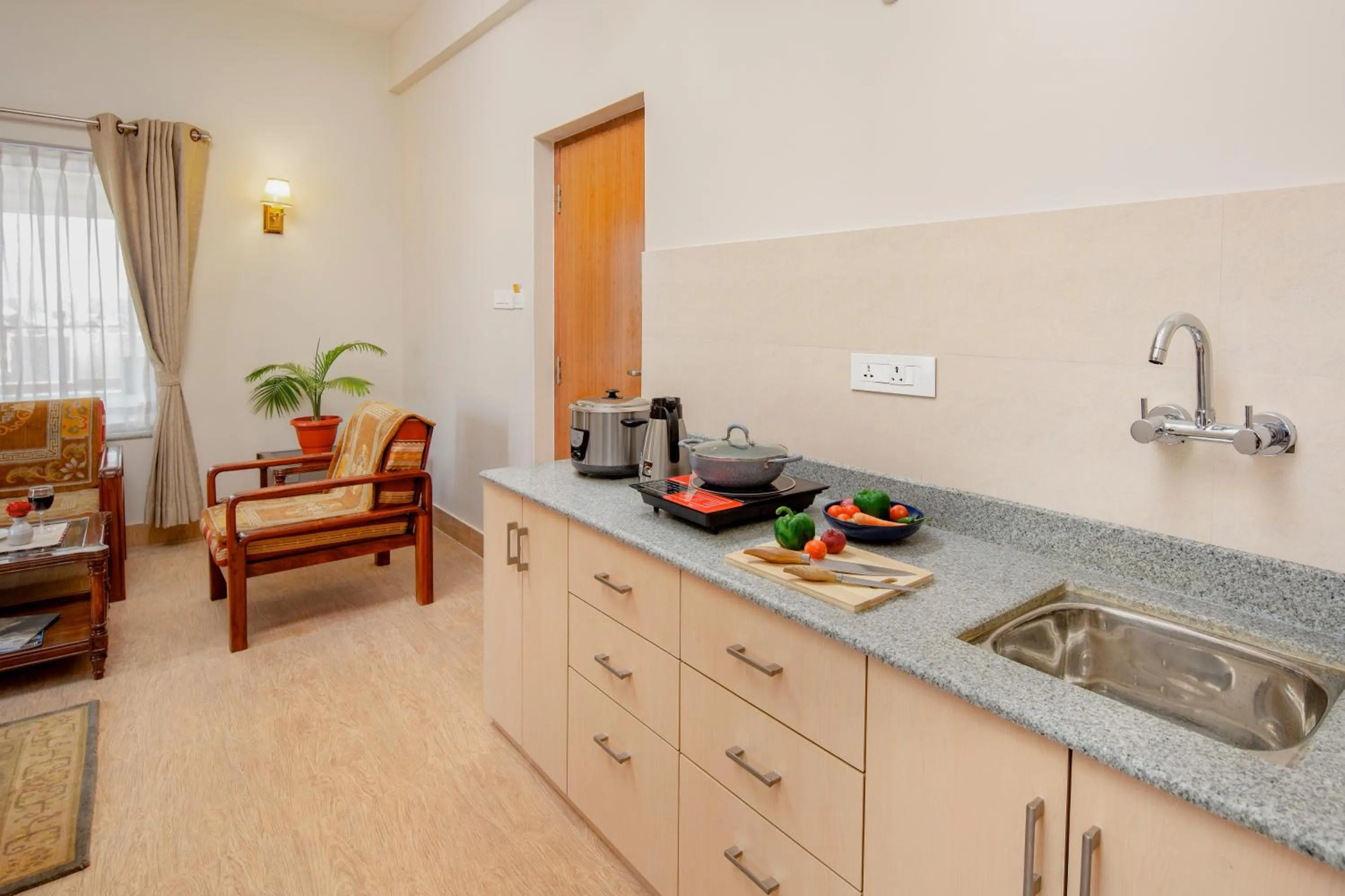 Kitchen or kitchenette in Pema Boutique Hotel