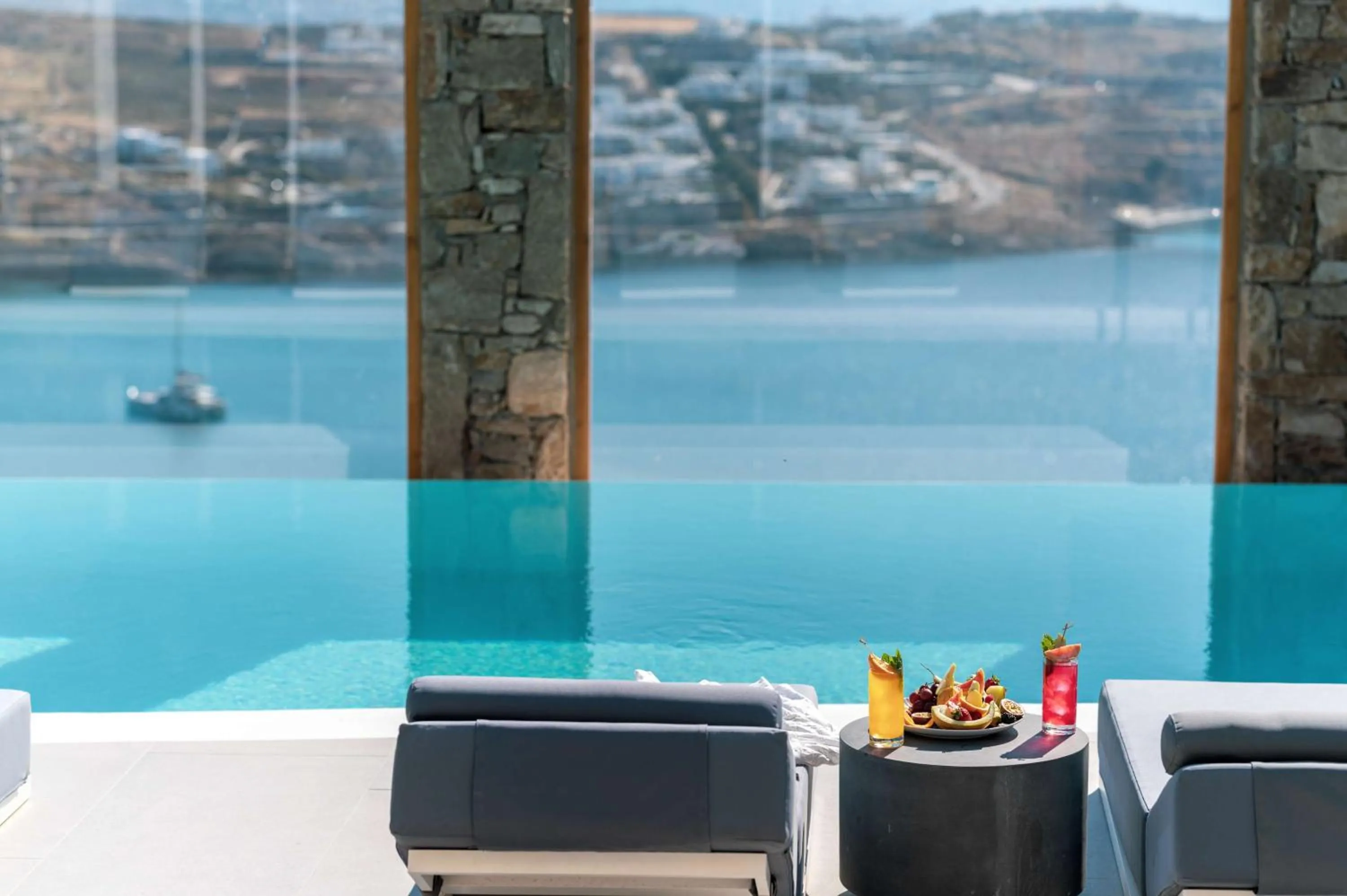 Pool view in Radisson Blu Euphoria Resort, Mykonos