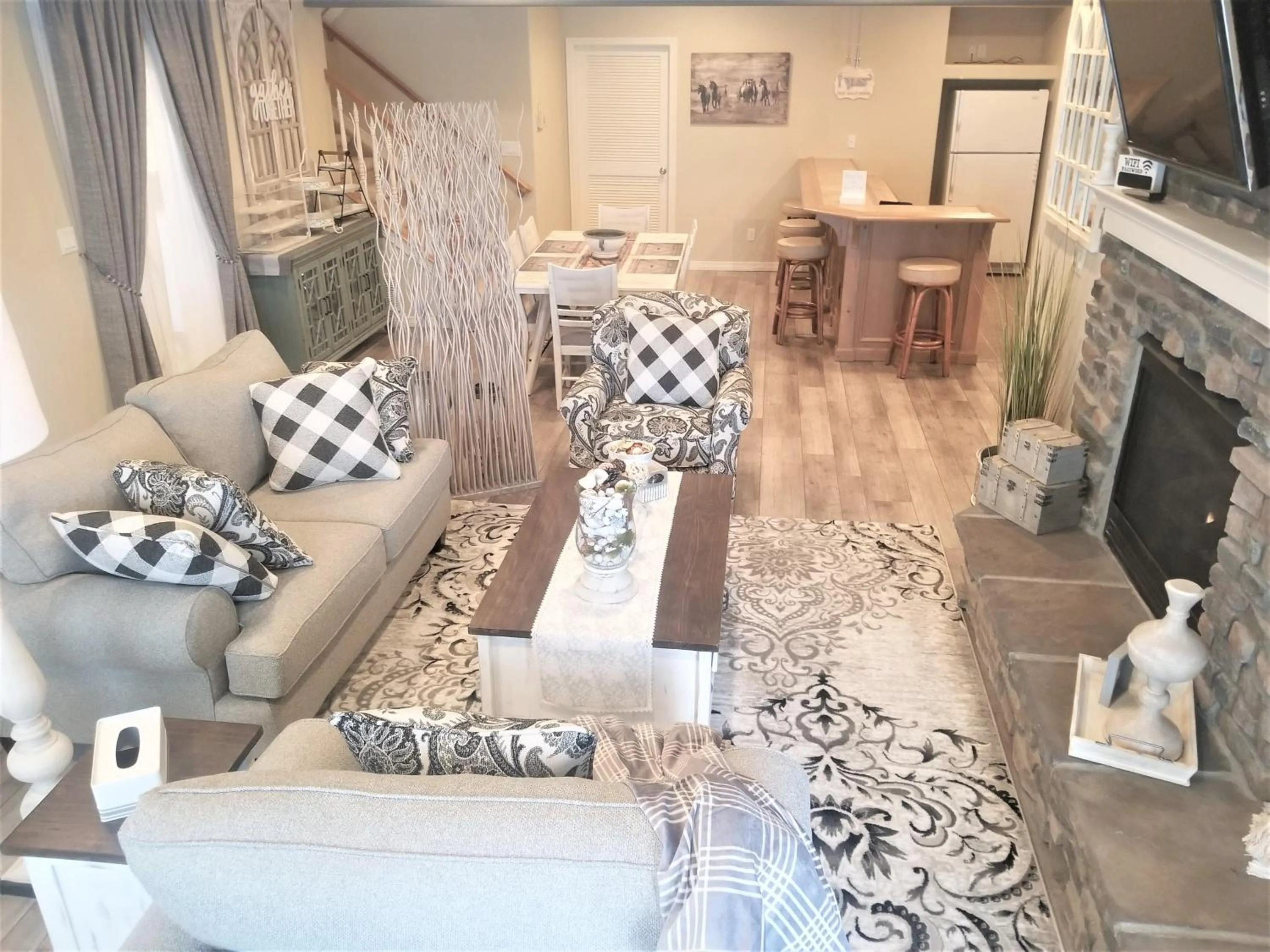 Living room in Peak Valley Manor, a Modern Farmhouse