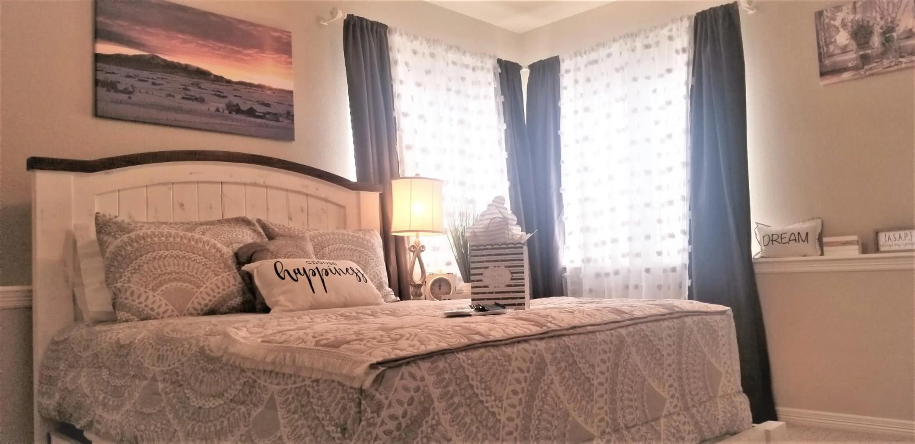 Bedroom, Bed in Peak Valley Manor, a Modern Farmhouse