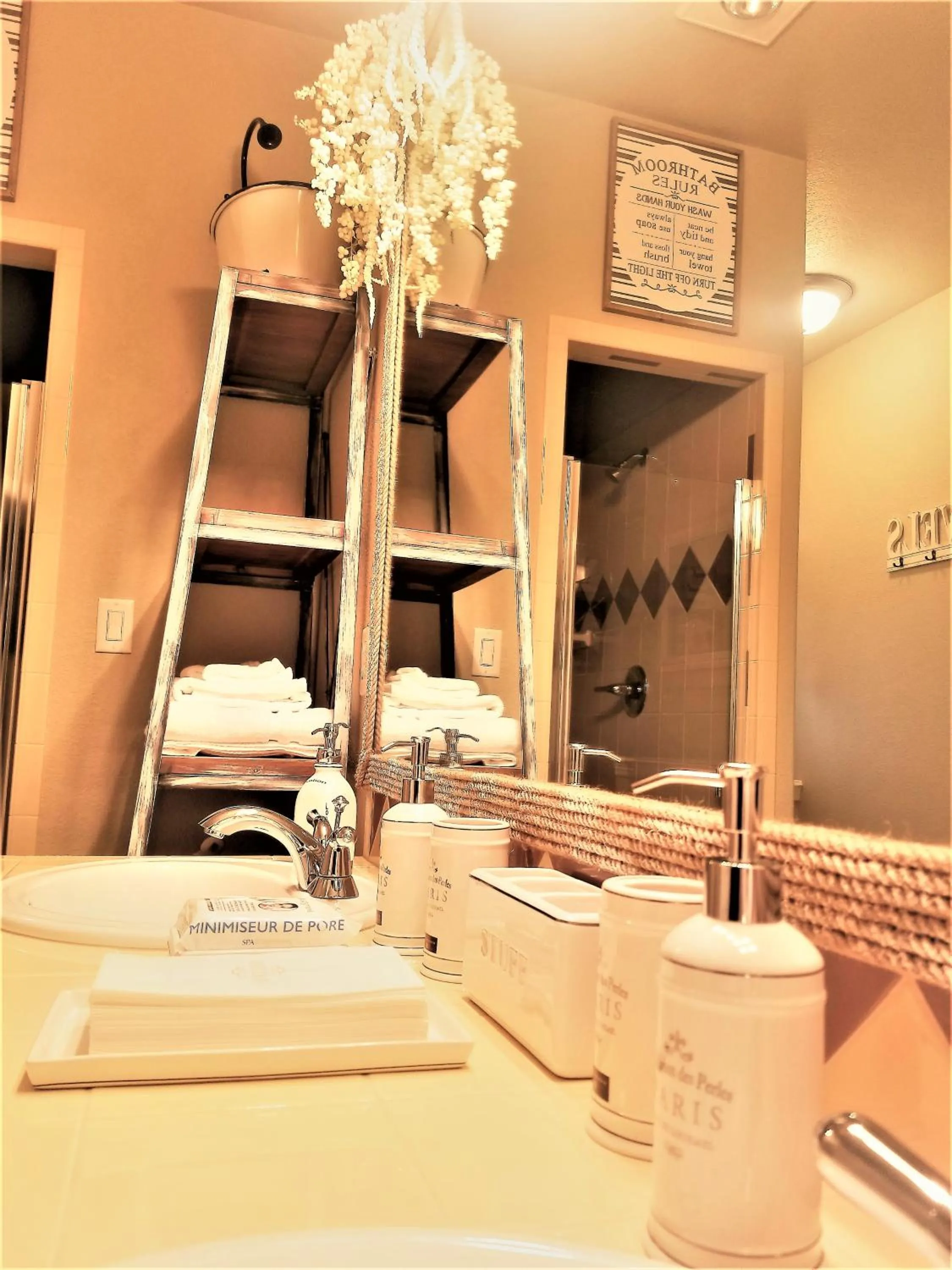 Bathroom, Bed in Peak Valley Manor, a Modern Farmhouse