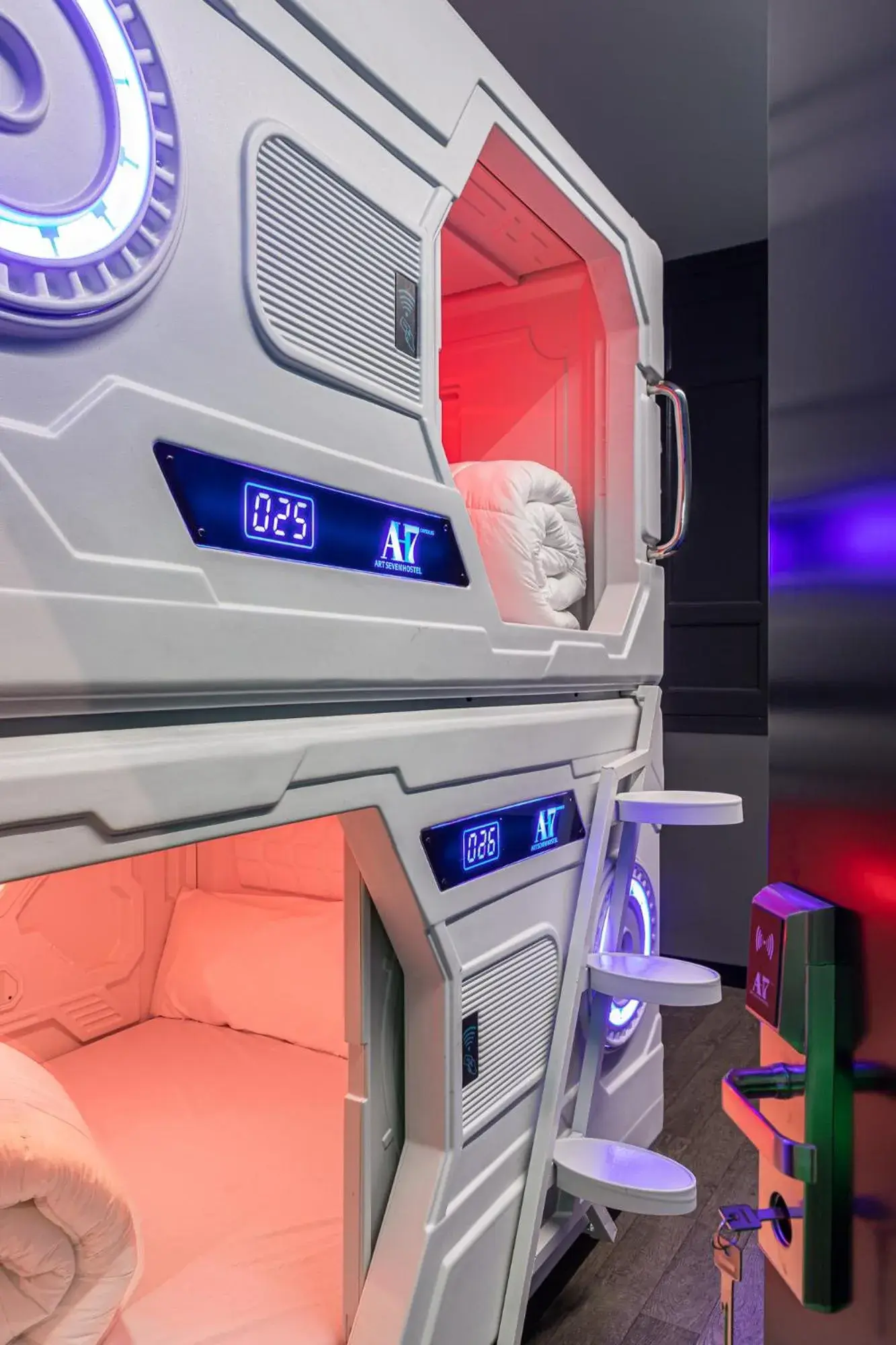 Two Private Capsule Double Bed in Art Seven Hostel Capsules Two Private Capsule Double Bed in Art Seven Hostel Capsules