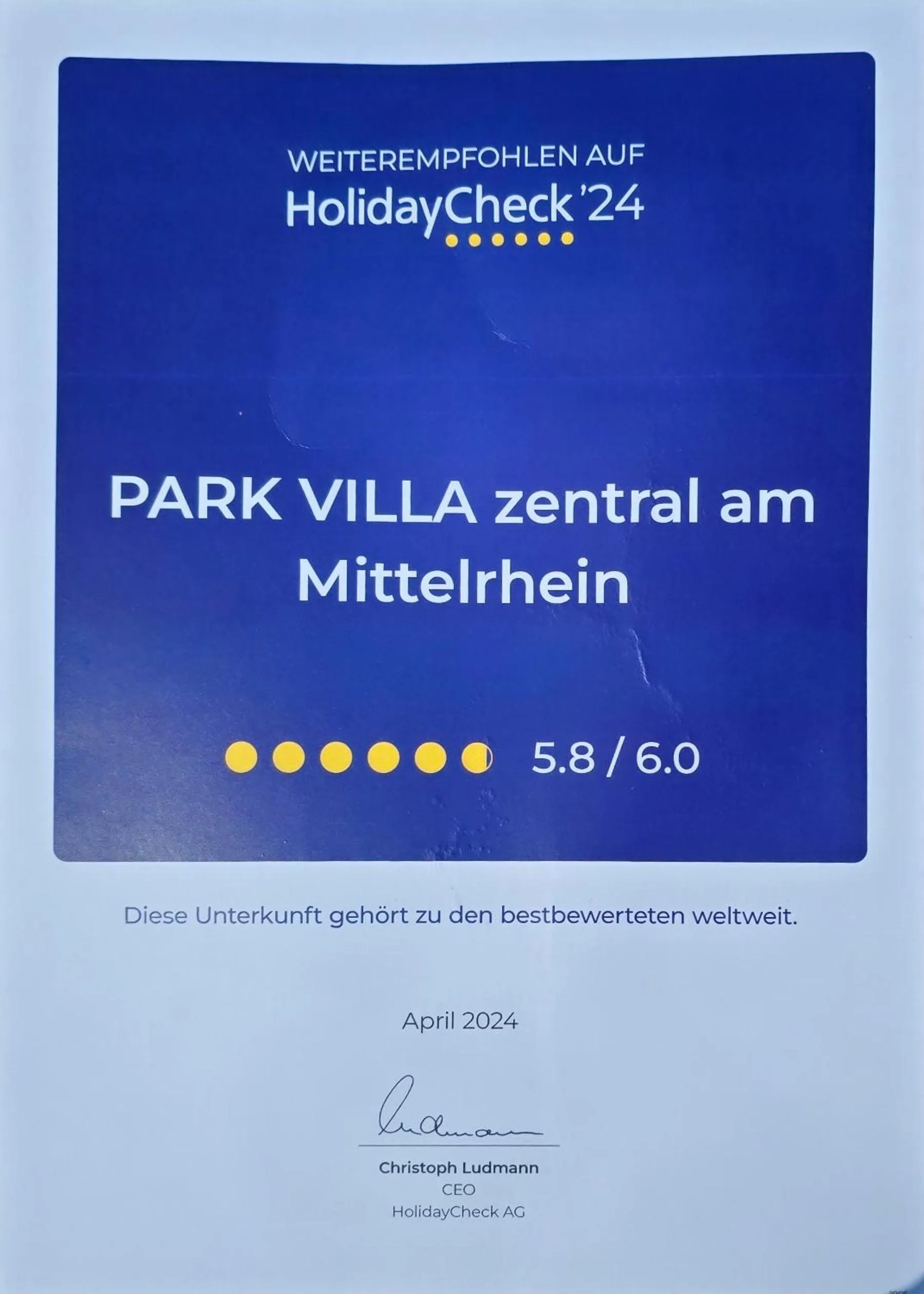 Property logo or sign in PARK VILLA zentral am Mittelrhein Zimmer&Apartments Self check in Aparthotel
