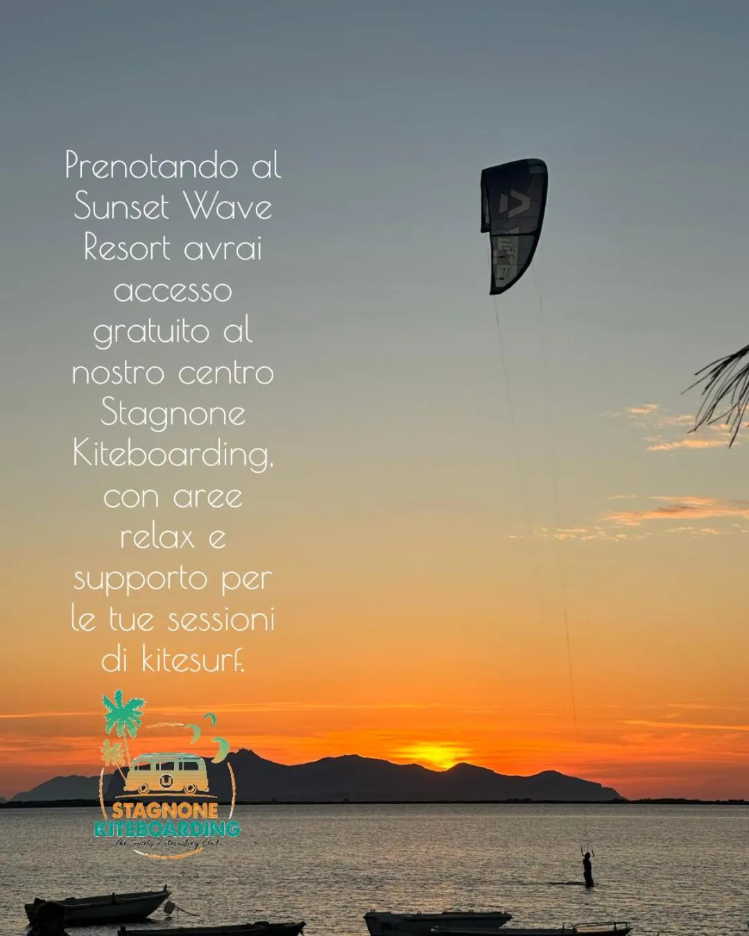 Windsurfing in Sunset Wave - STAGNONE KITESURF VILLAGE