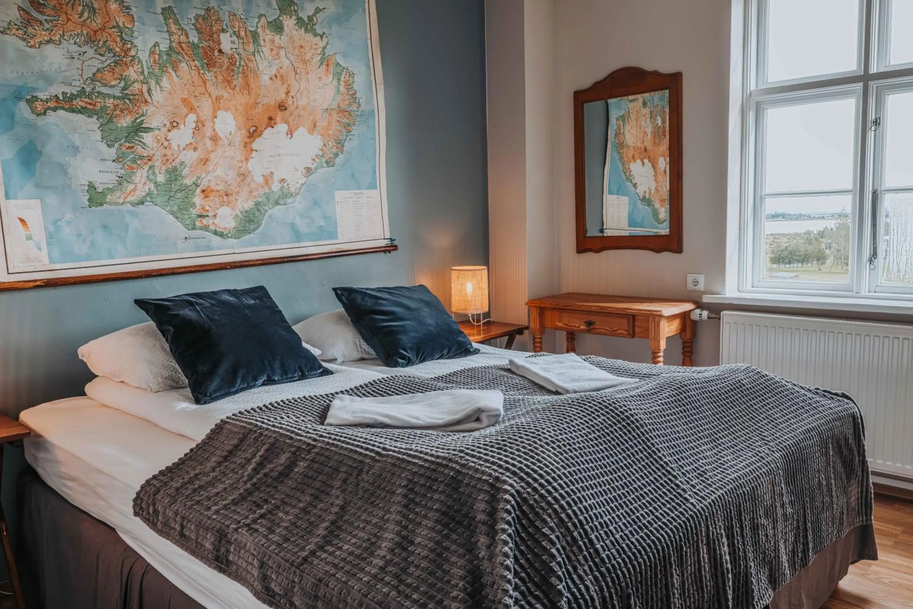 Bed in Héradsskólinn Historic Guesthouse