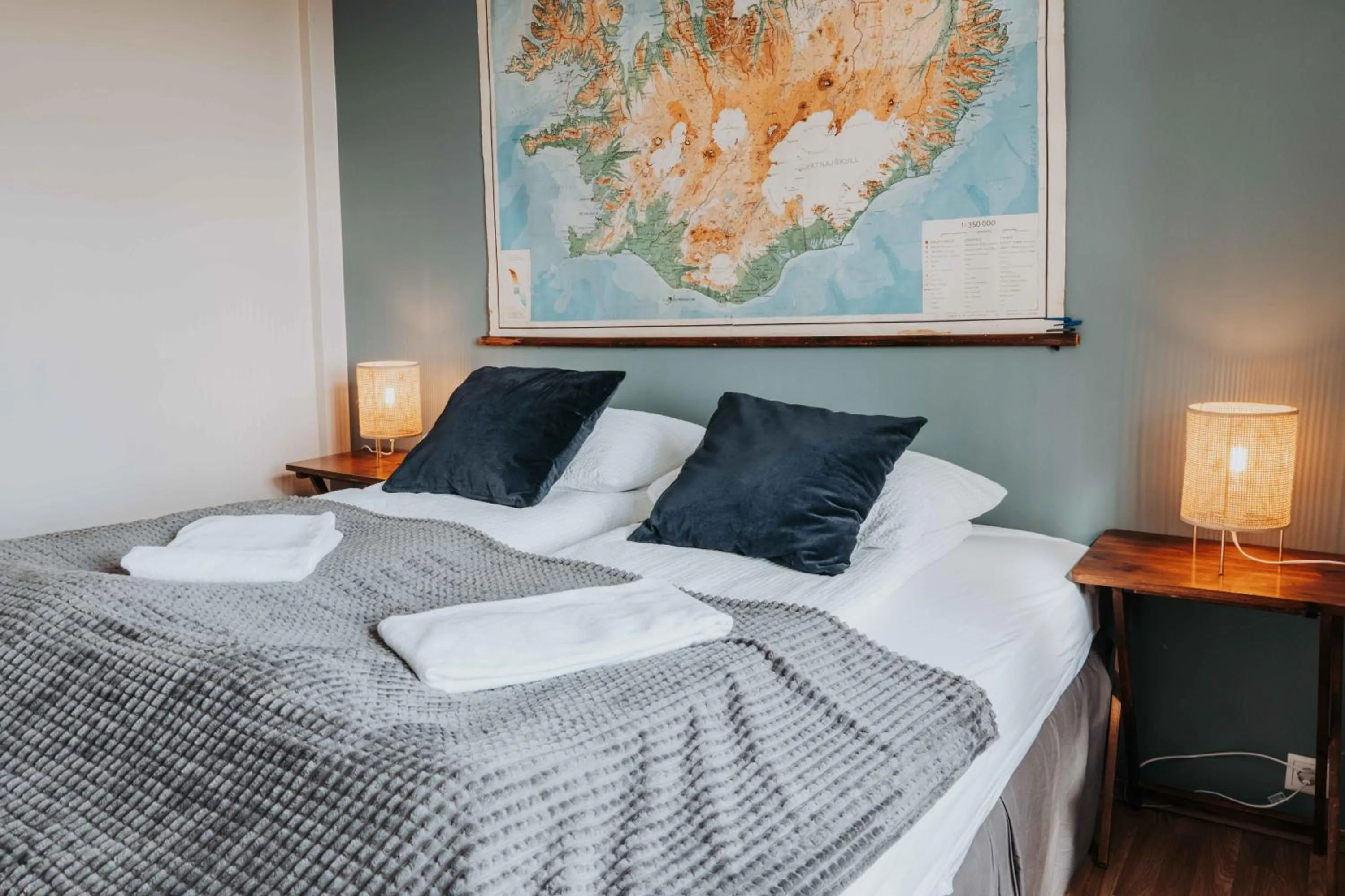 Bed in Héradsskólinn Historic Guesthouse