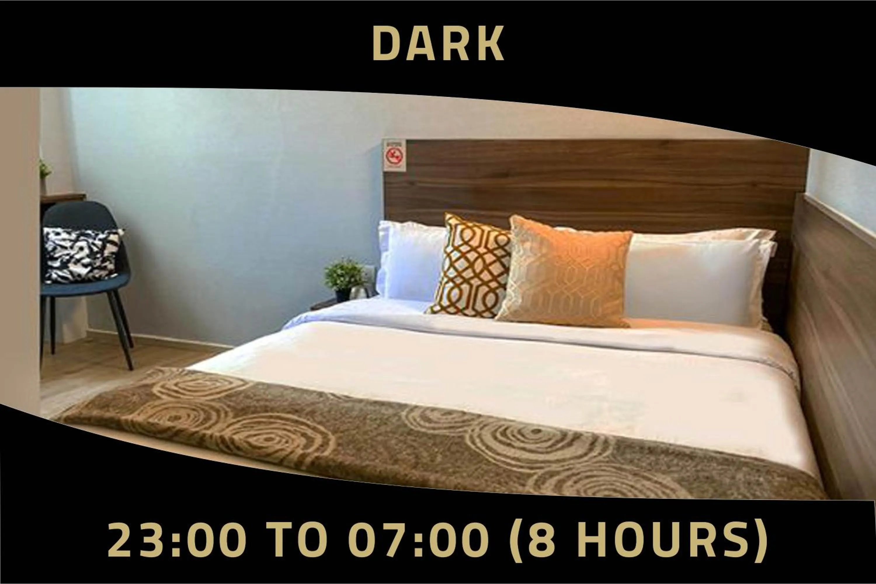 Text overlay, Bed in ST Signature Bugis Beach, SHORT OVERNIGHT, 8 Hours, 11PM-7AM