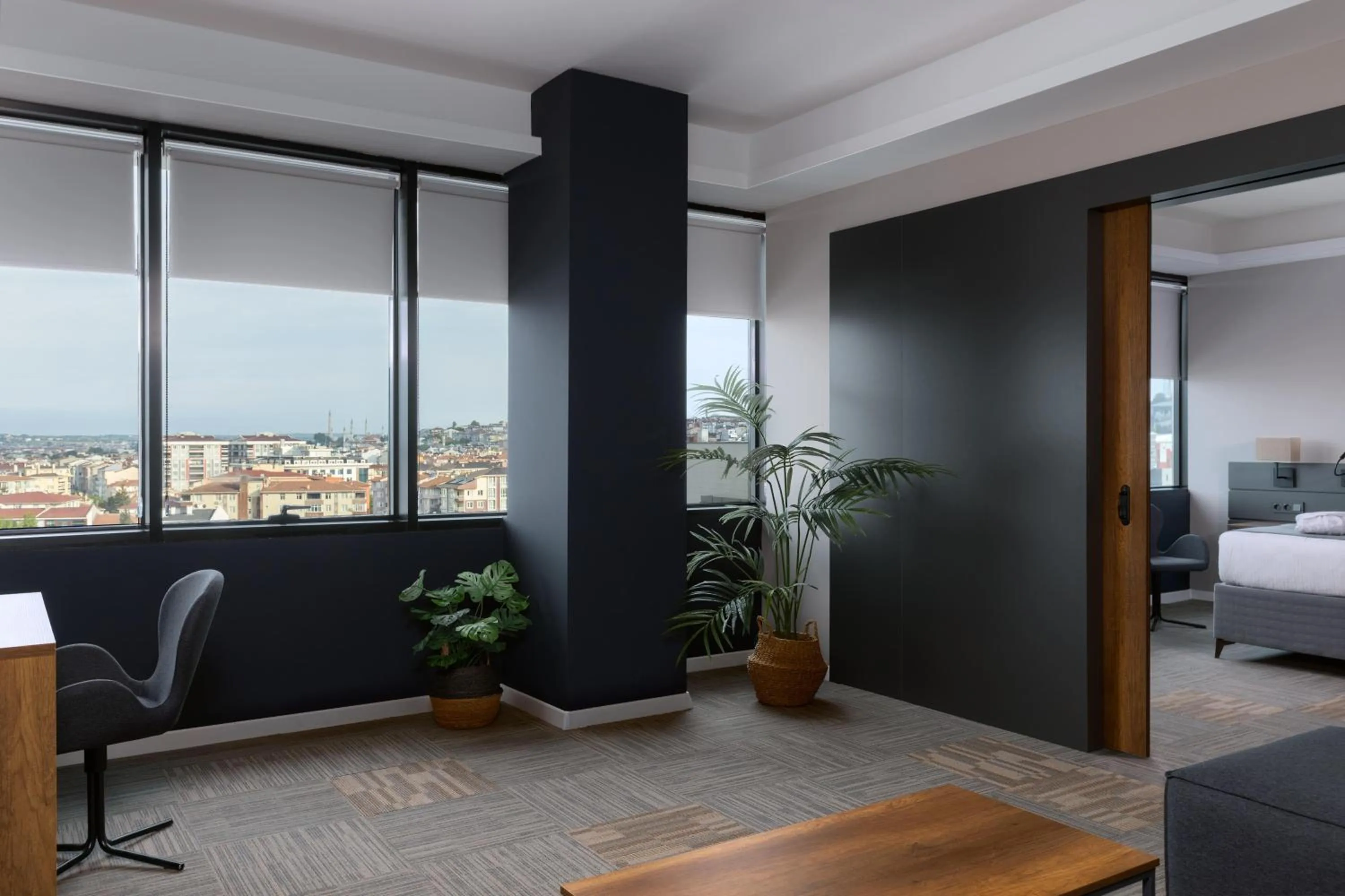 View (from property/room), Bed in The Plaza Hotel Edirne