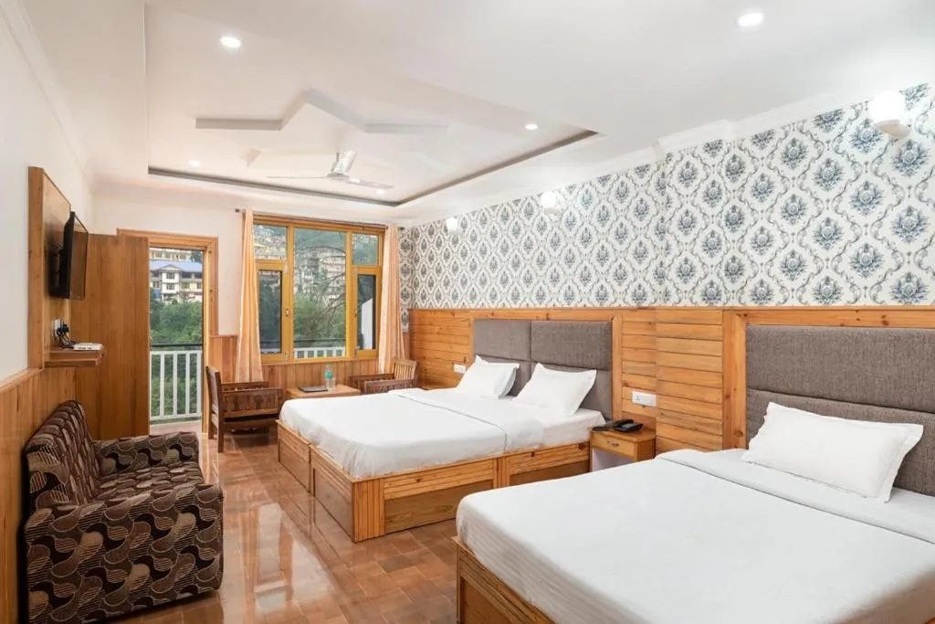 Bed in McLeod Ganj Mountain view