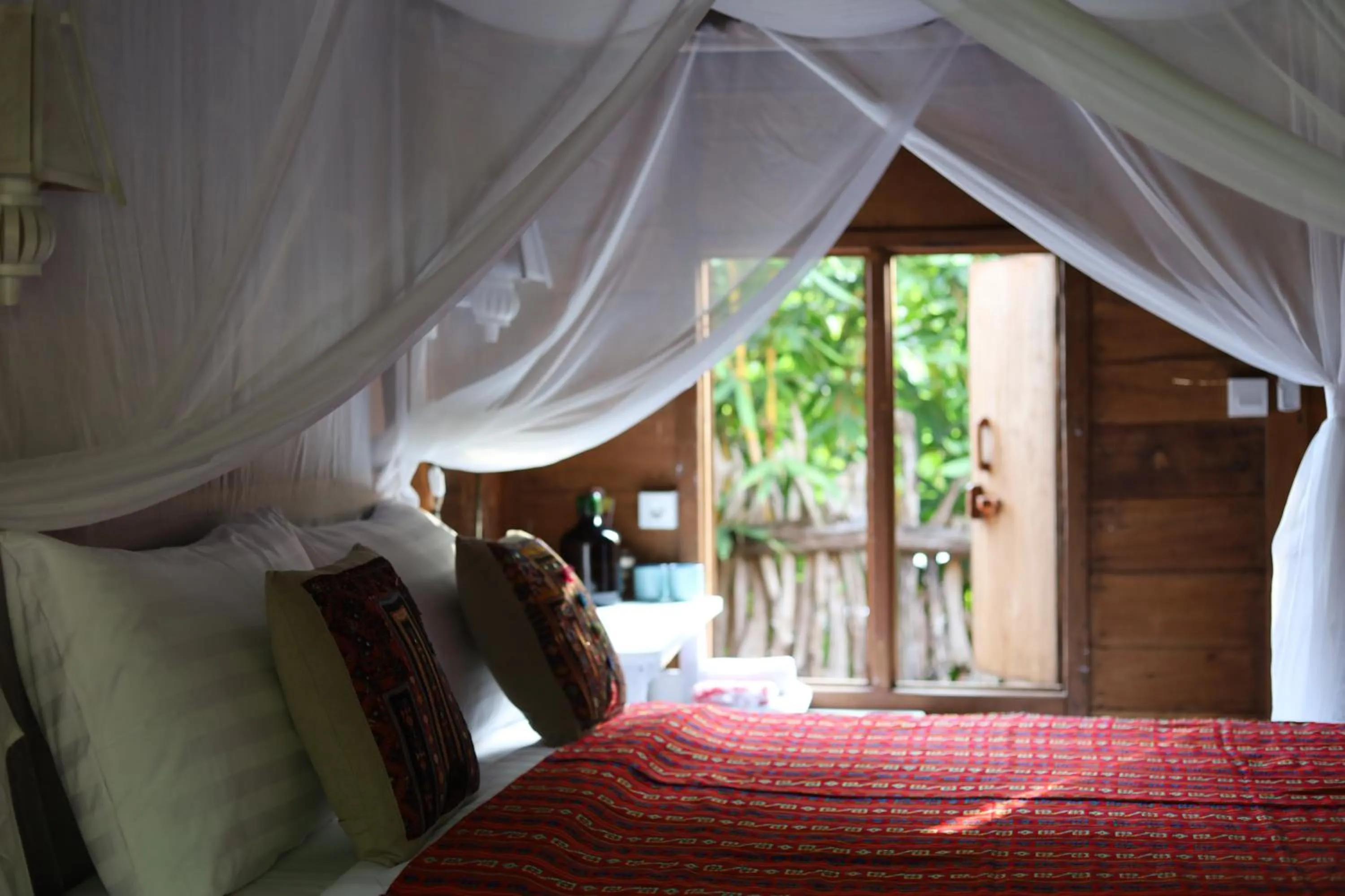 View (from property/room), Bed in Ubuntu Bali Eco Yoga Retreat - CANGGU