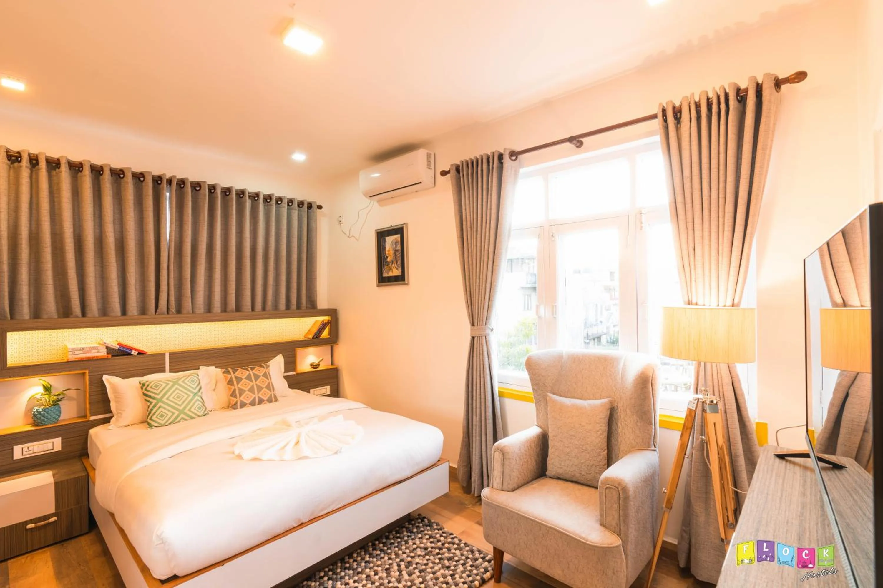 Photo of the whole room, Bed in Flock Kathmandu