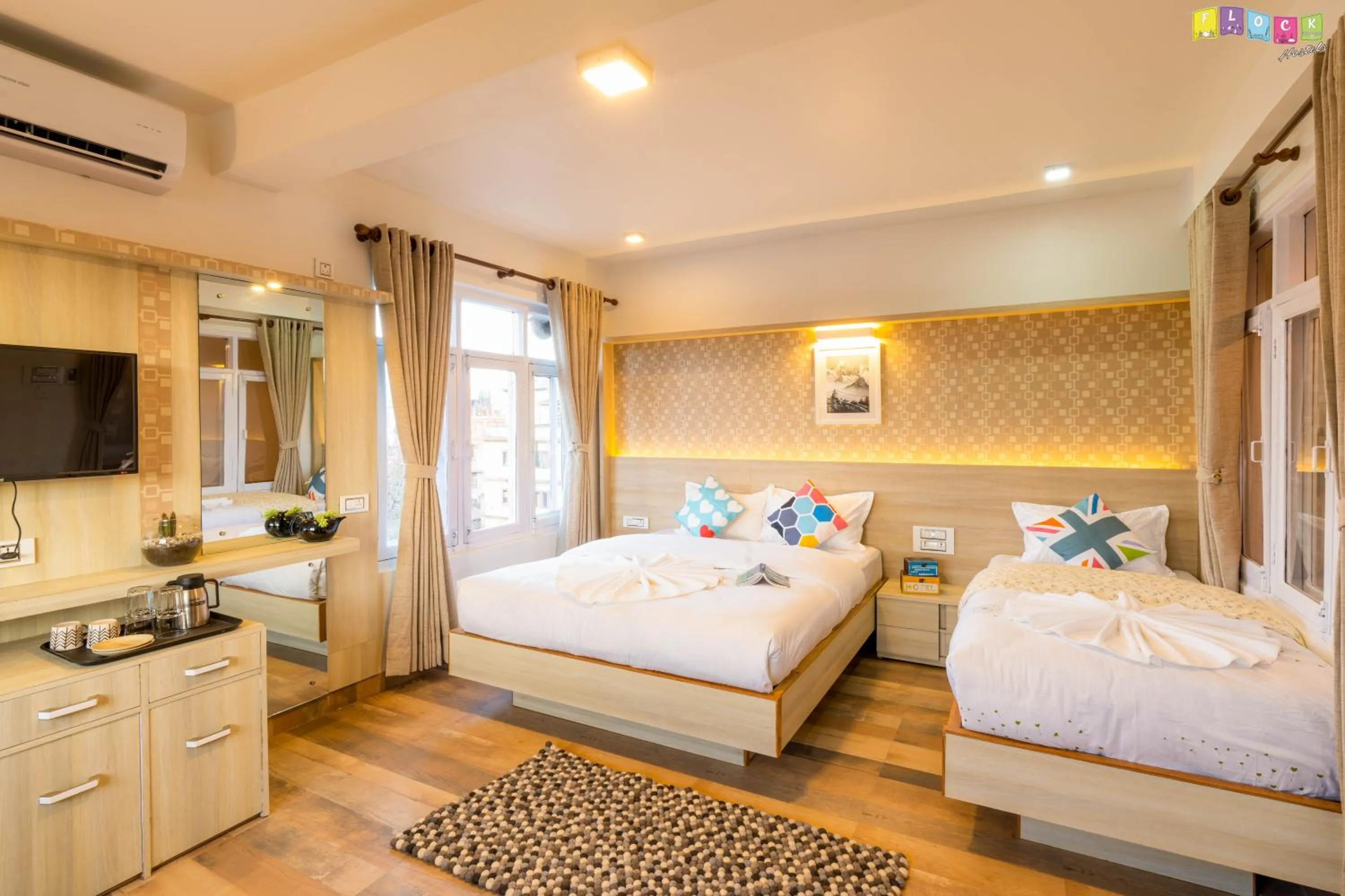 Photo of the whole room, Bed in Flock Kathmandu