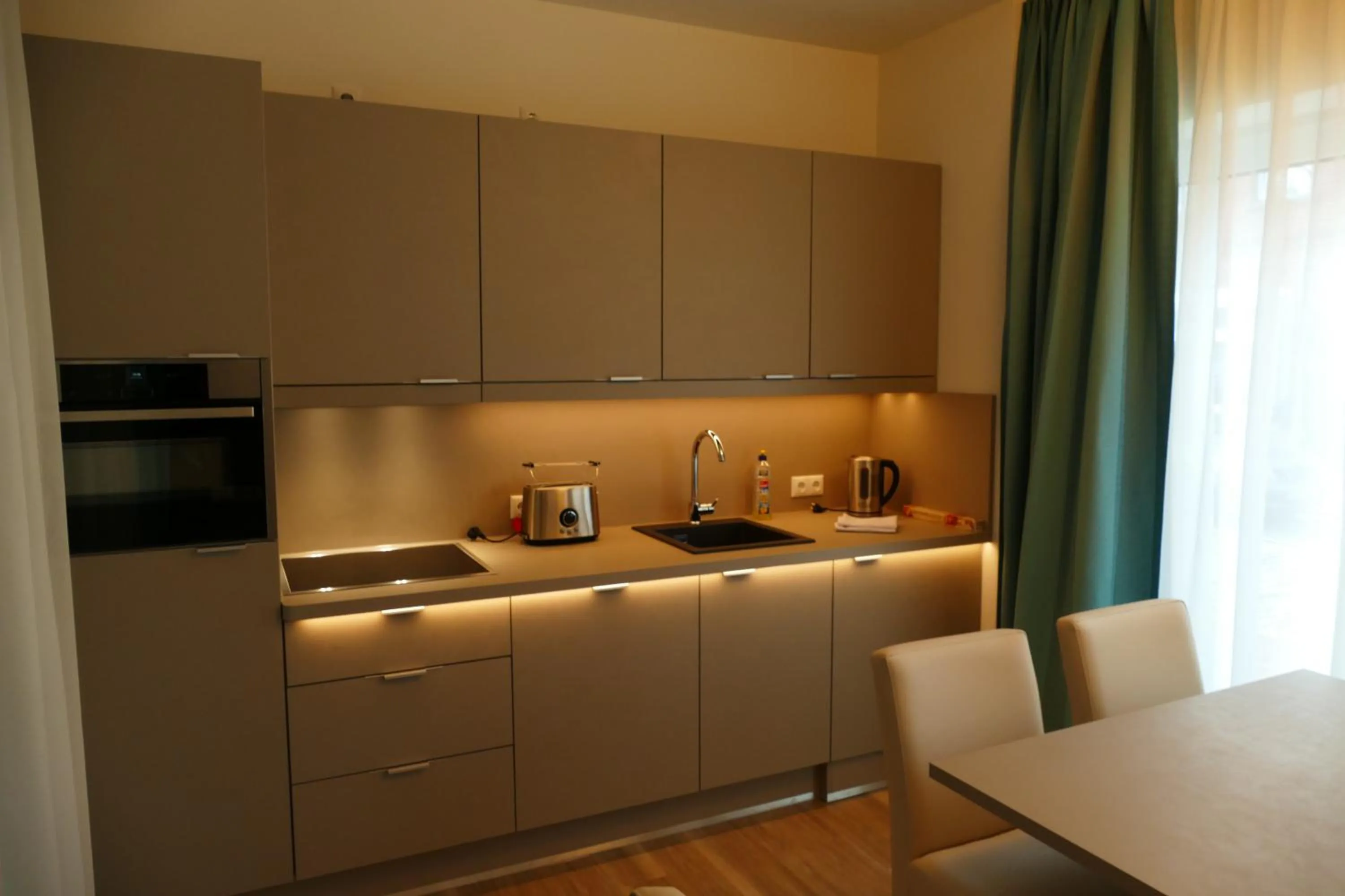 Kitchen or kitchenette in Meyn's Apartments & Hotel