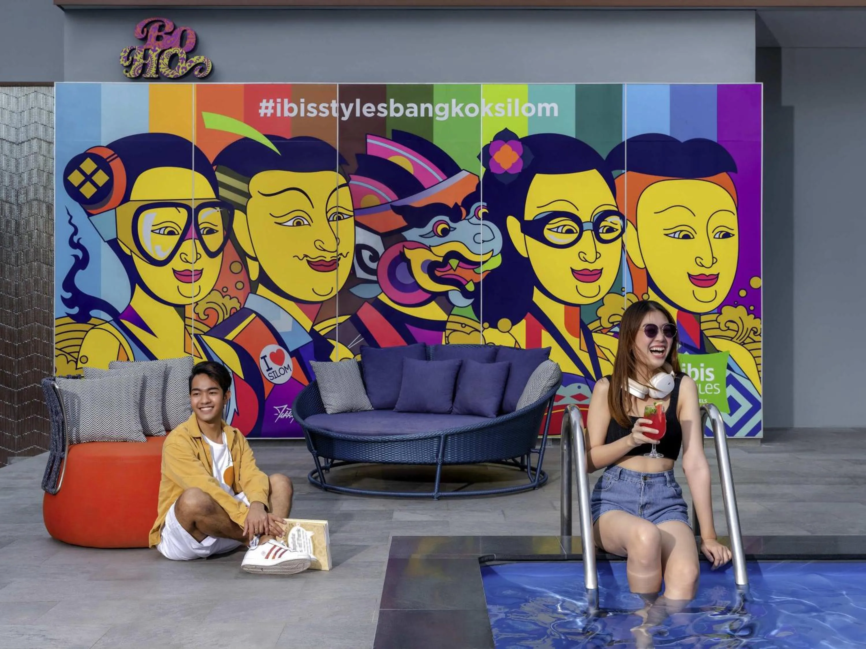 Pool view in ibis Styles Bangkok Silom