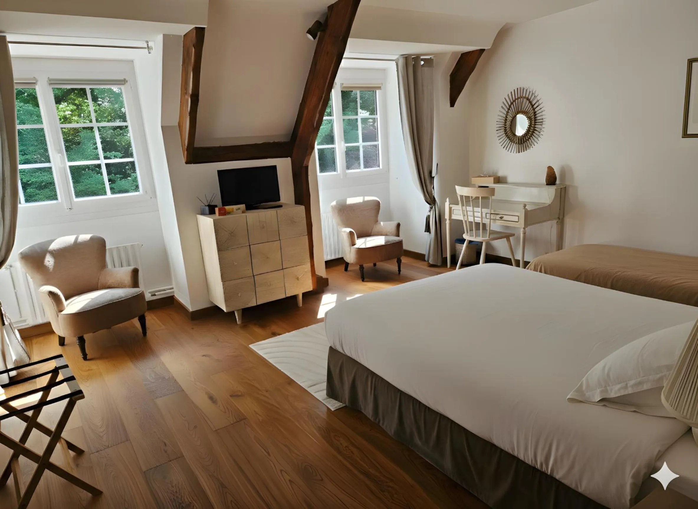 fireplace, Bed in Bed and Breakfast Saultchevreuil