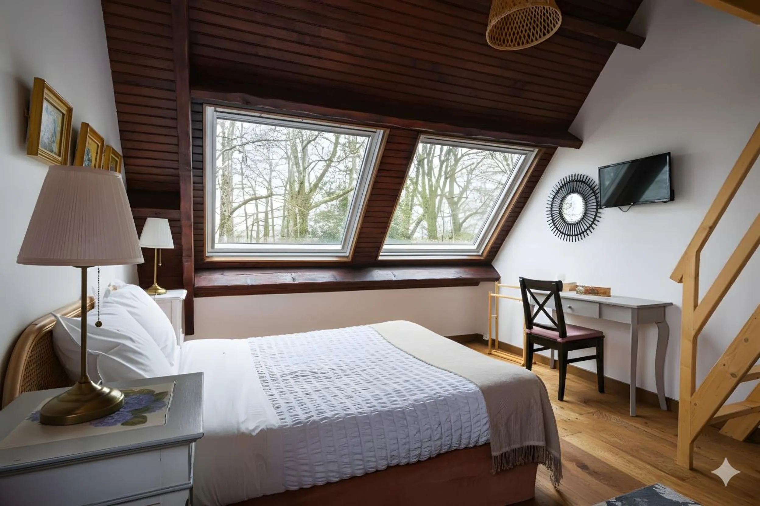 fireplace, Bed in Bed and Breakfast Saultchevreuil