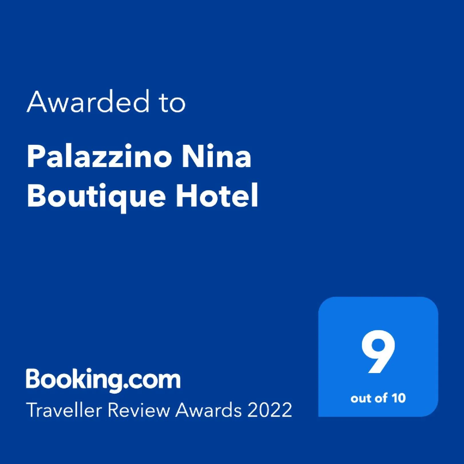 Certificate/Award in Palazzino Nina Boutique Hotel