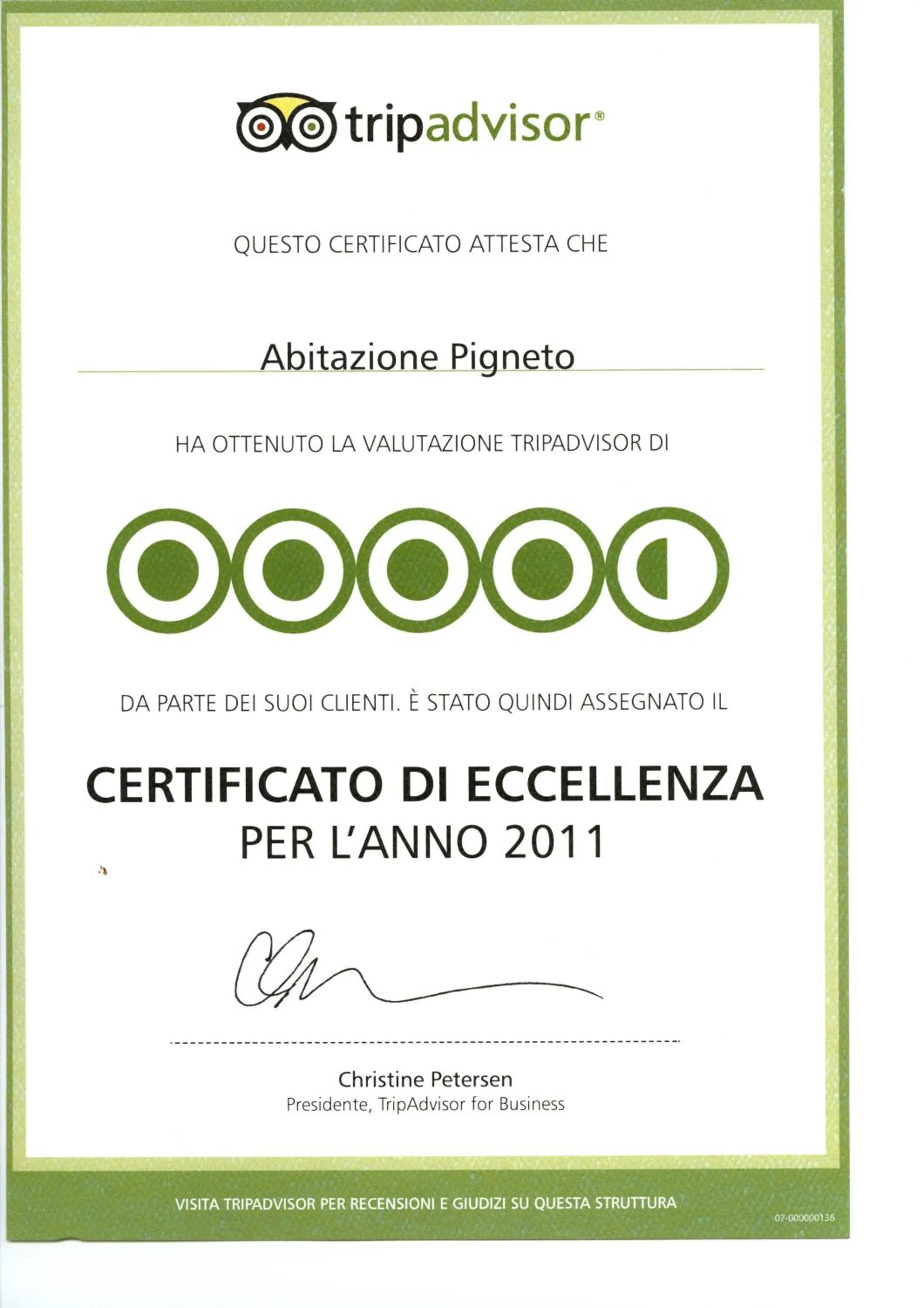 Certificate/Award in Abitazione Pigneto B&B